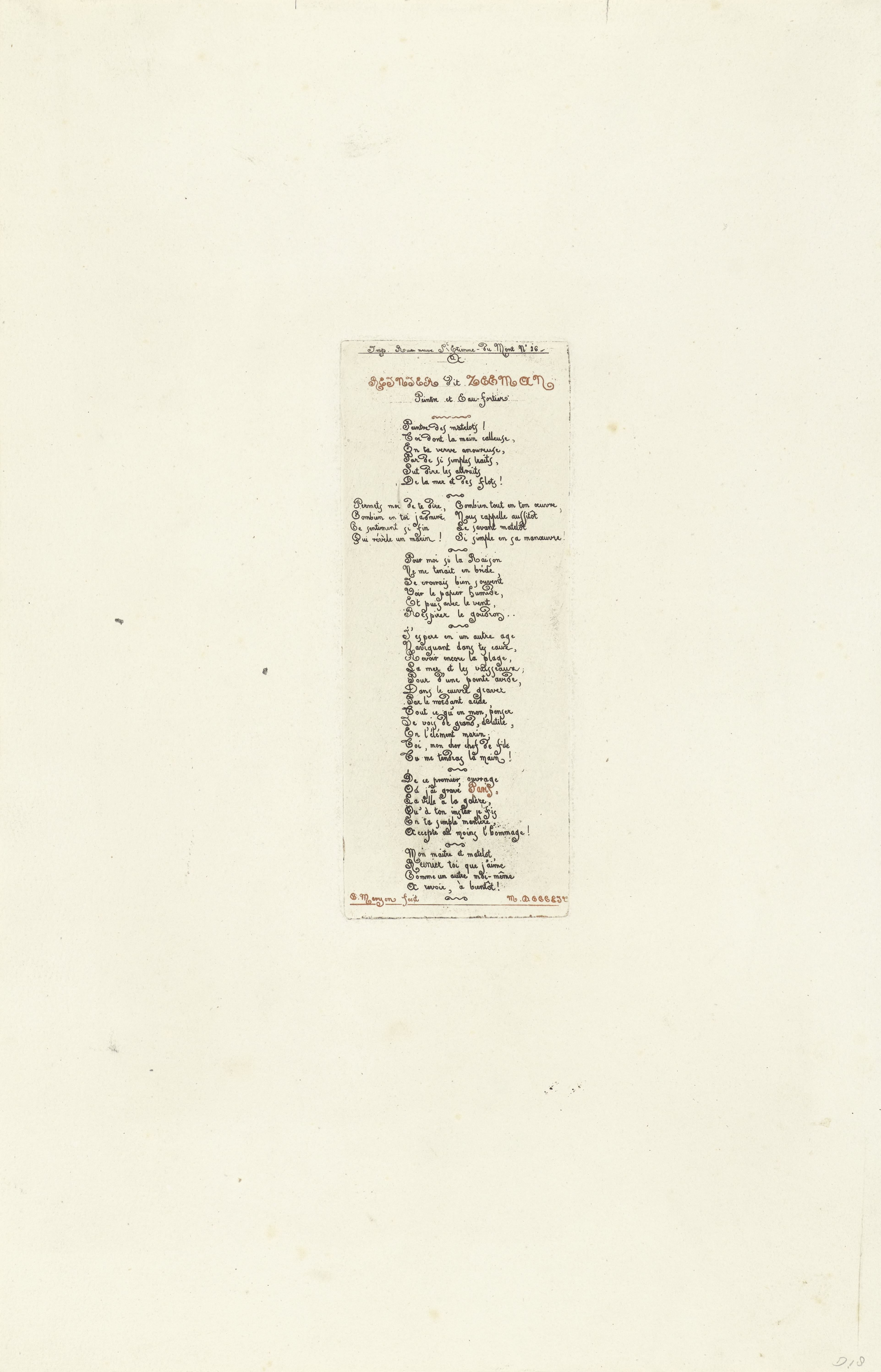 Gedicht opgedragen aan Reinier Nooms (Zeeman)