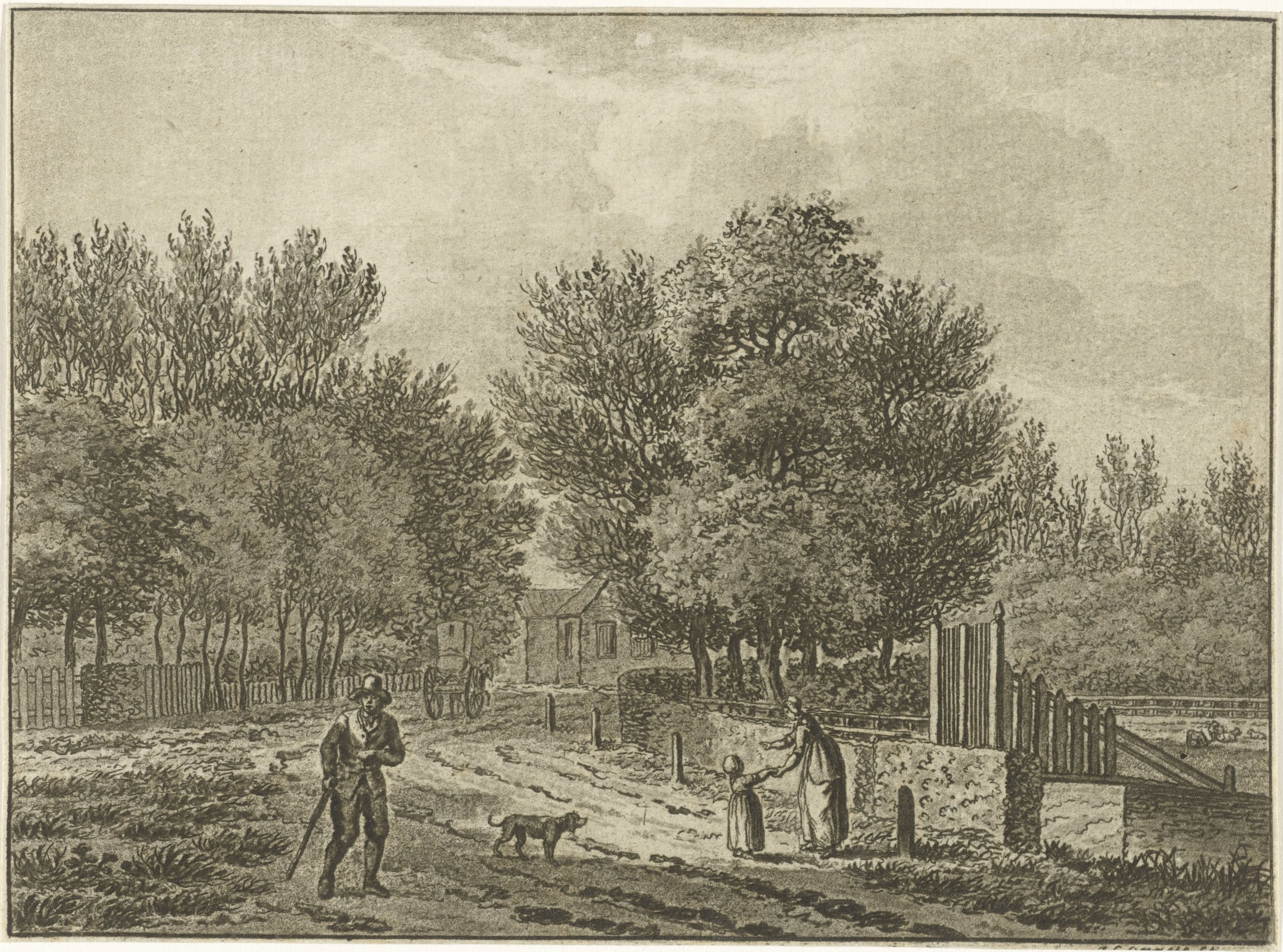 Landschap bij Overveen met enkele wandelaars