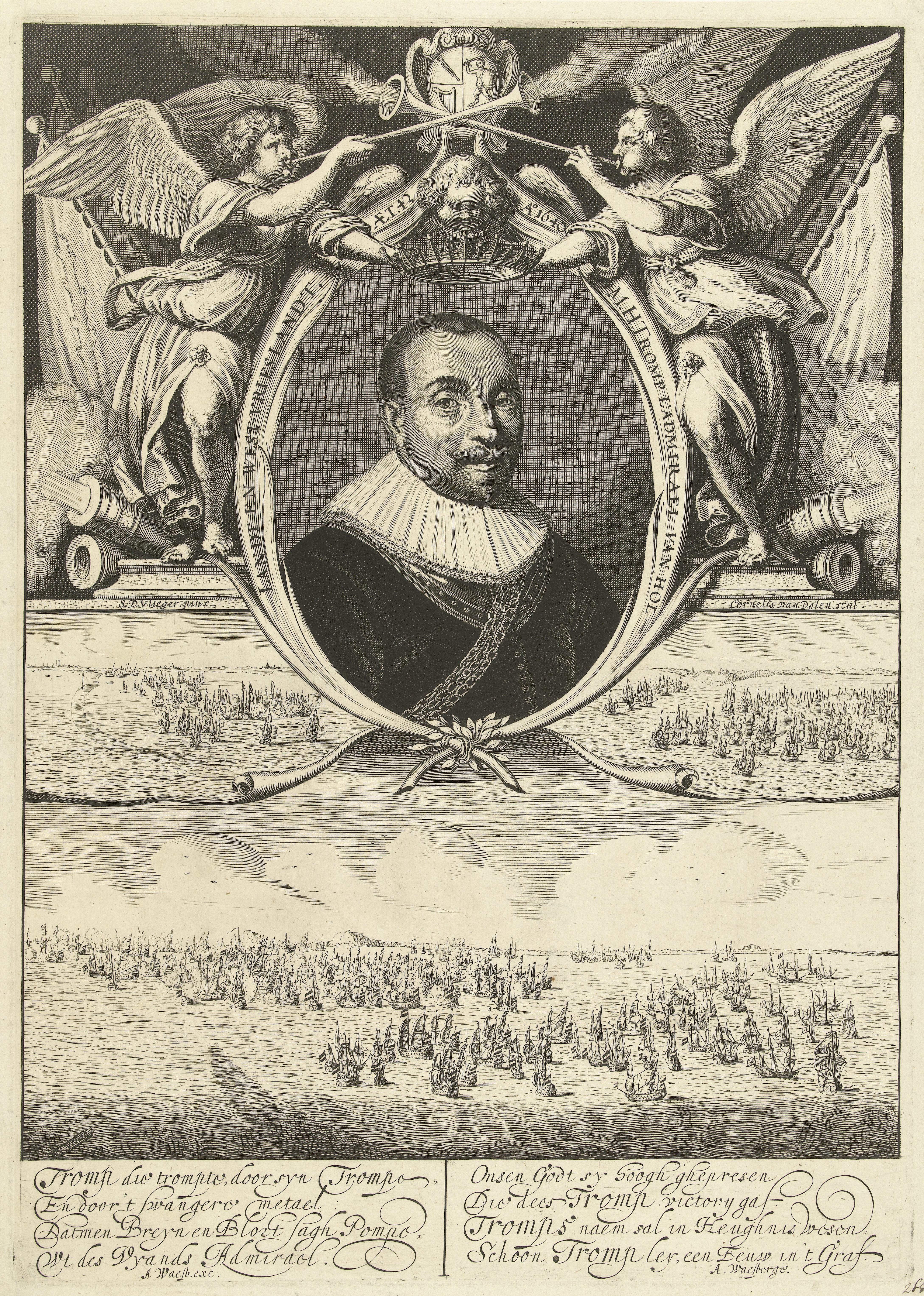 Portret van admiraal Maarten Harpertszoon Tromp op 42-jarige leeftijd