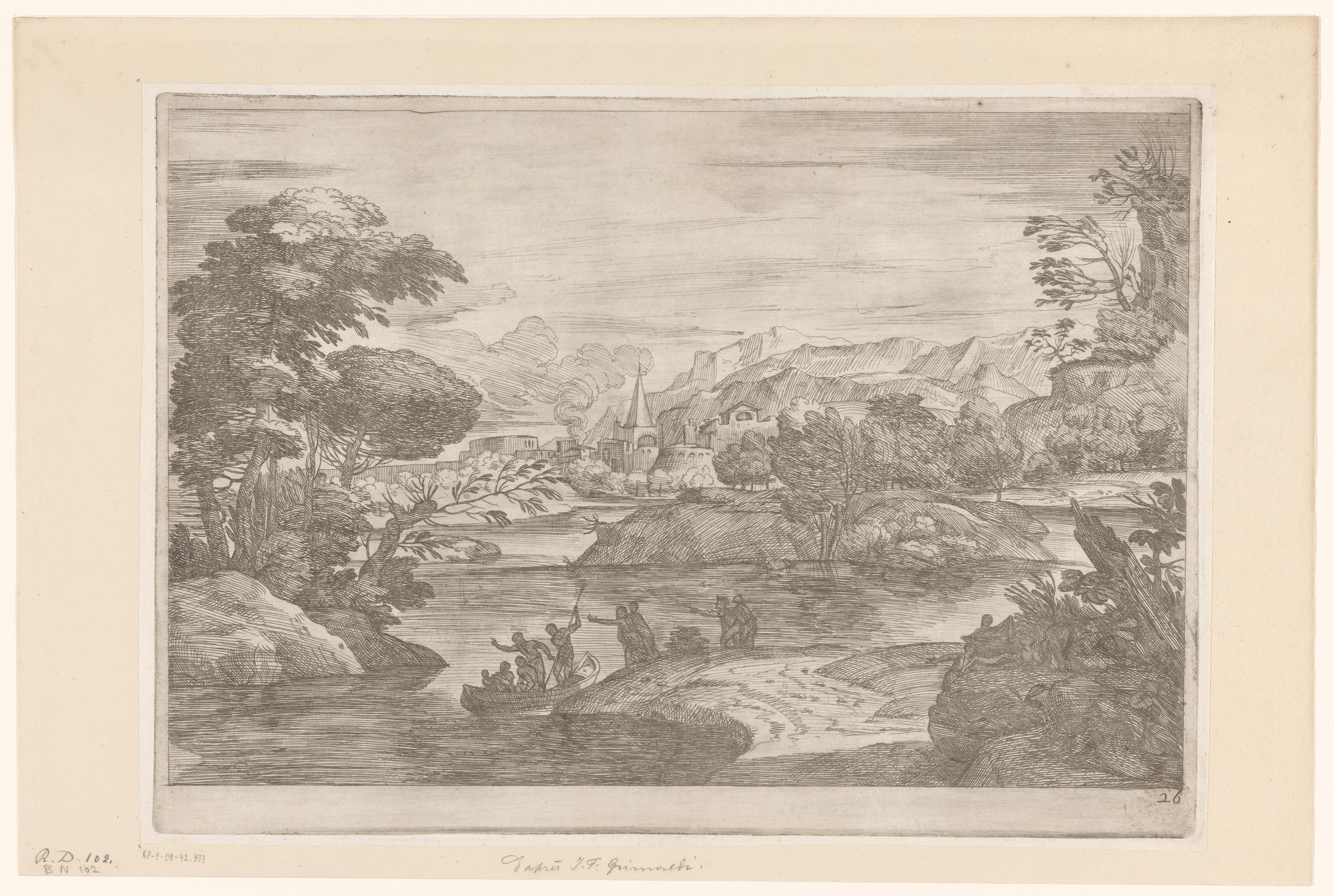Rivierlandschap met zicht op een stad