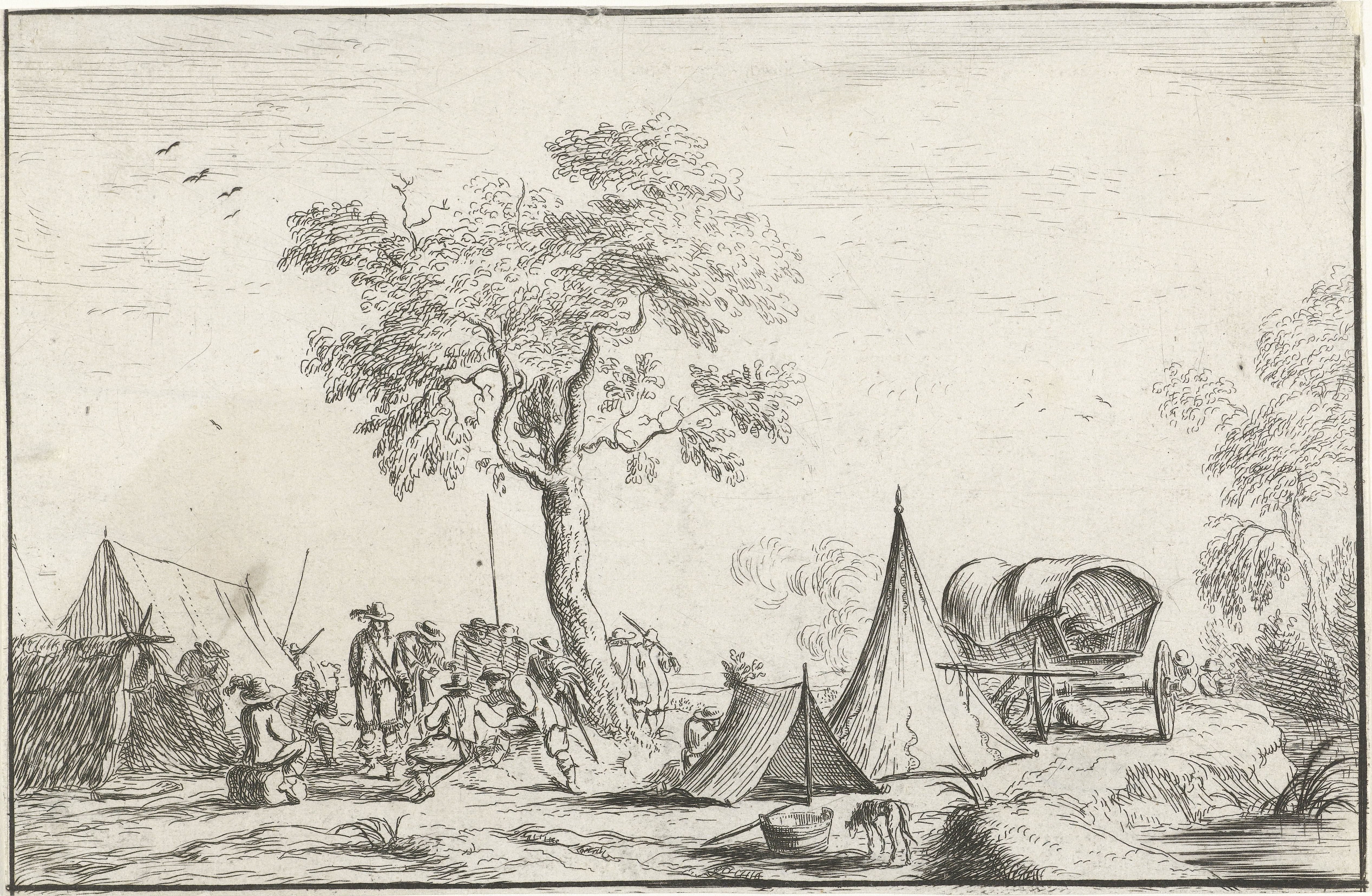 Kampement met een spitse tent