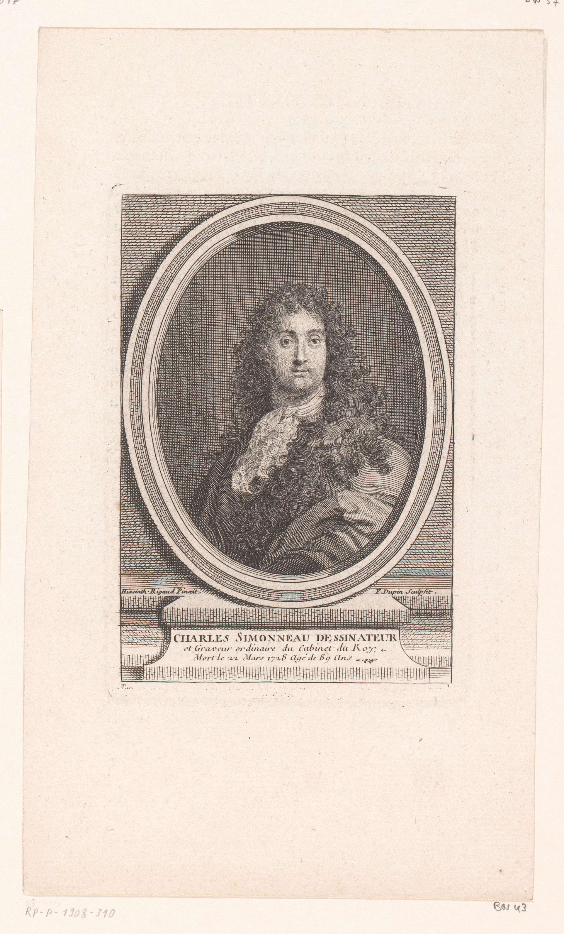 Portret van Charles Louis Simonneau