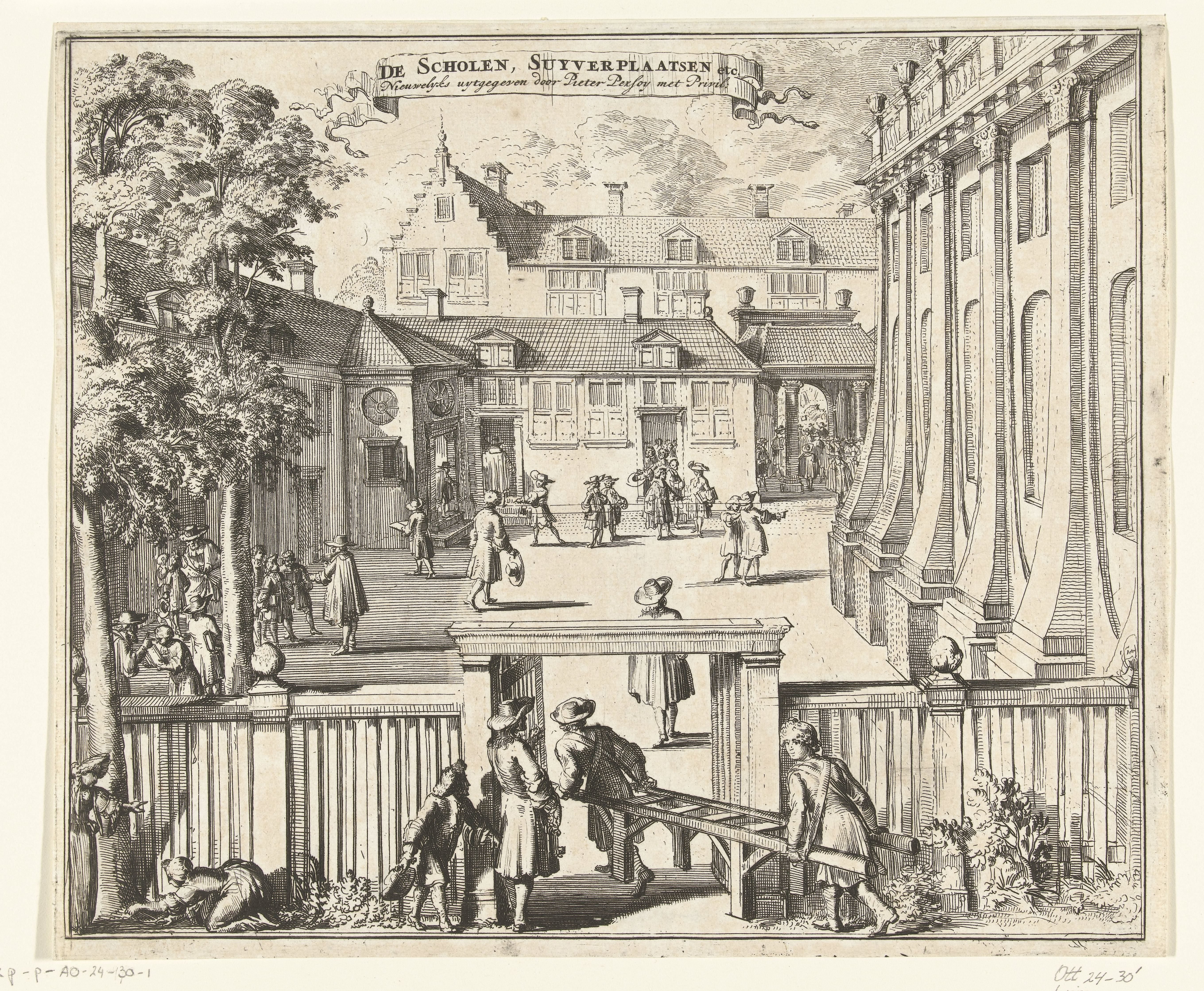 De scholen en reinigingsplaatsen bij de Portugese Synagoge te Amsterdam, ca. 1695