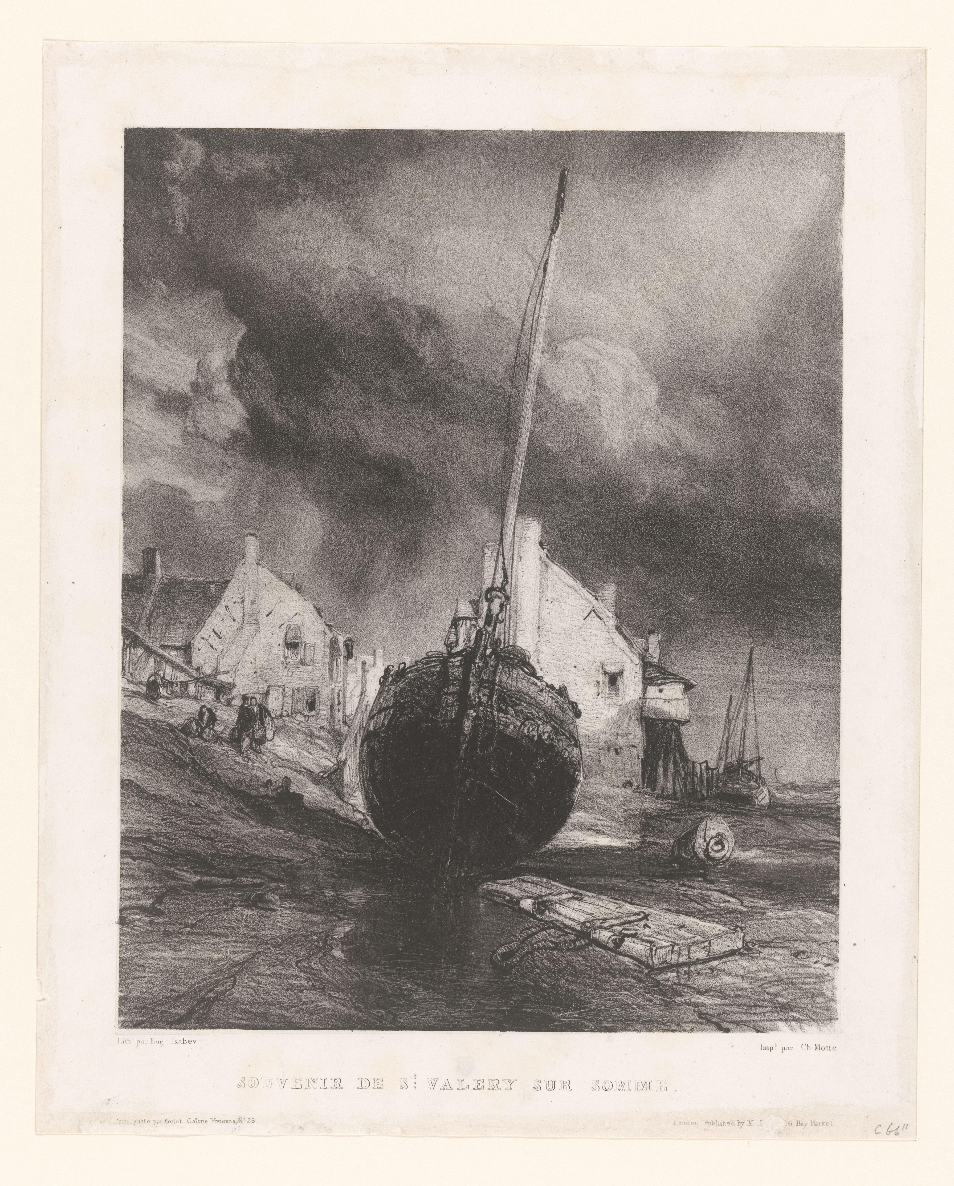 Schip op het strand van Saint-Valery-sur-Somme