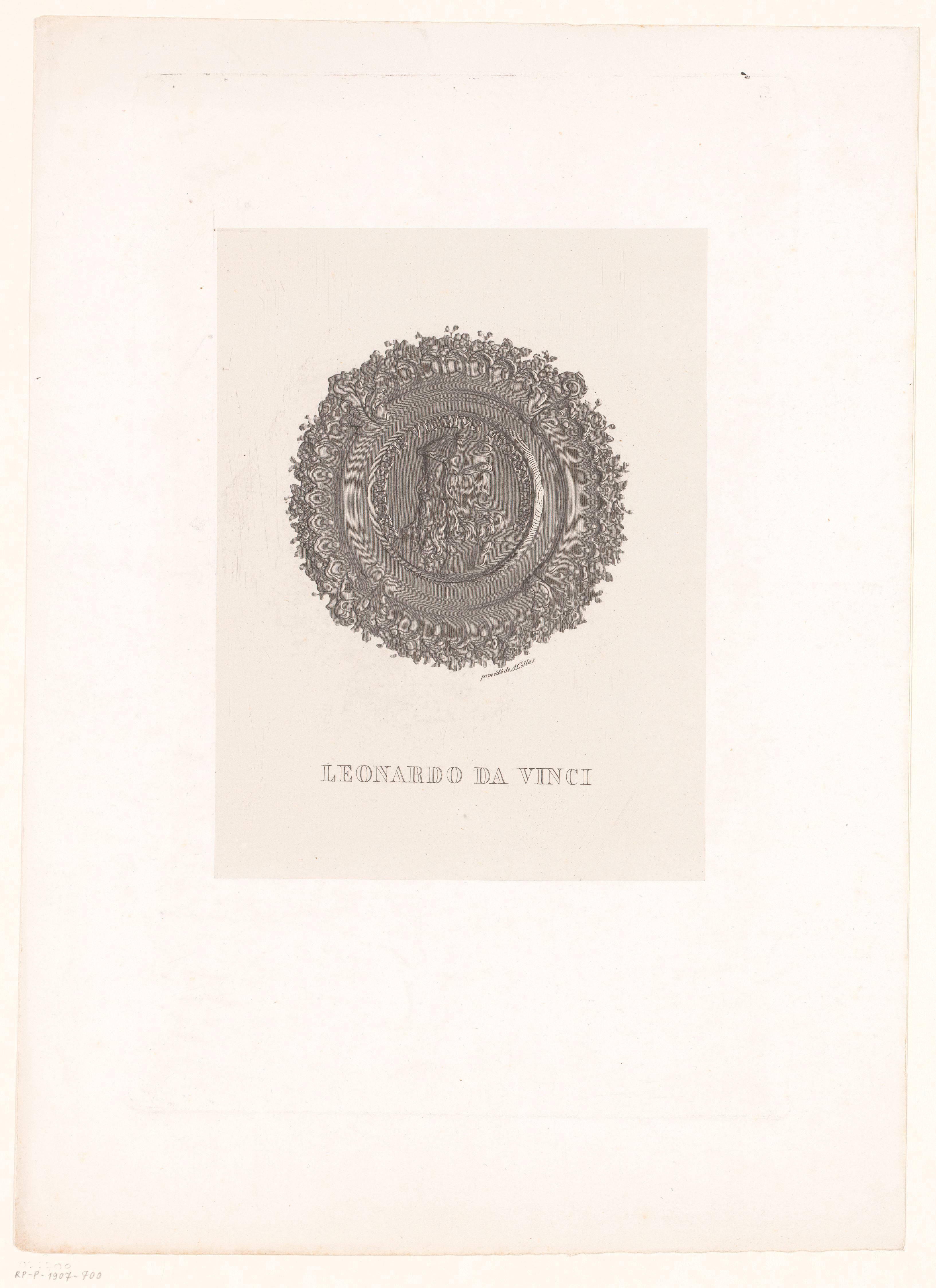 Medaille met portret van Leonardo da Vinci