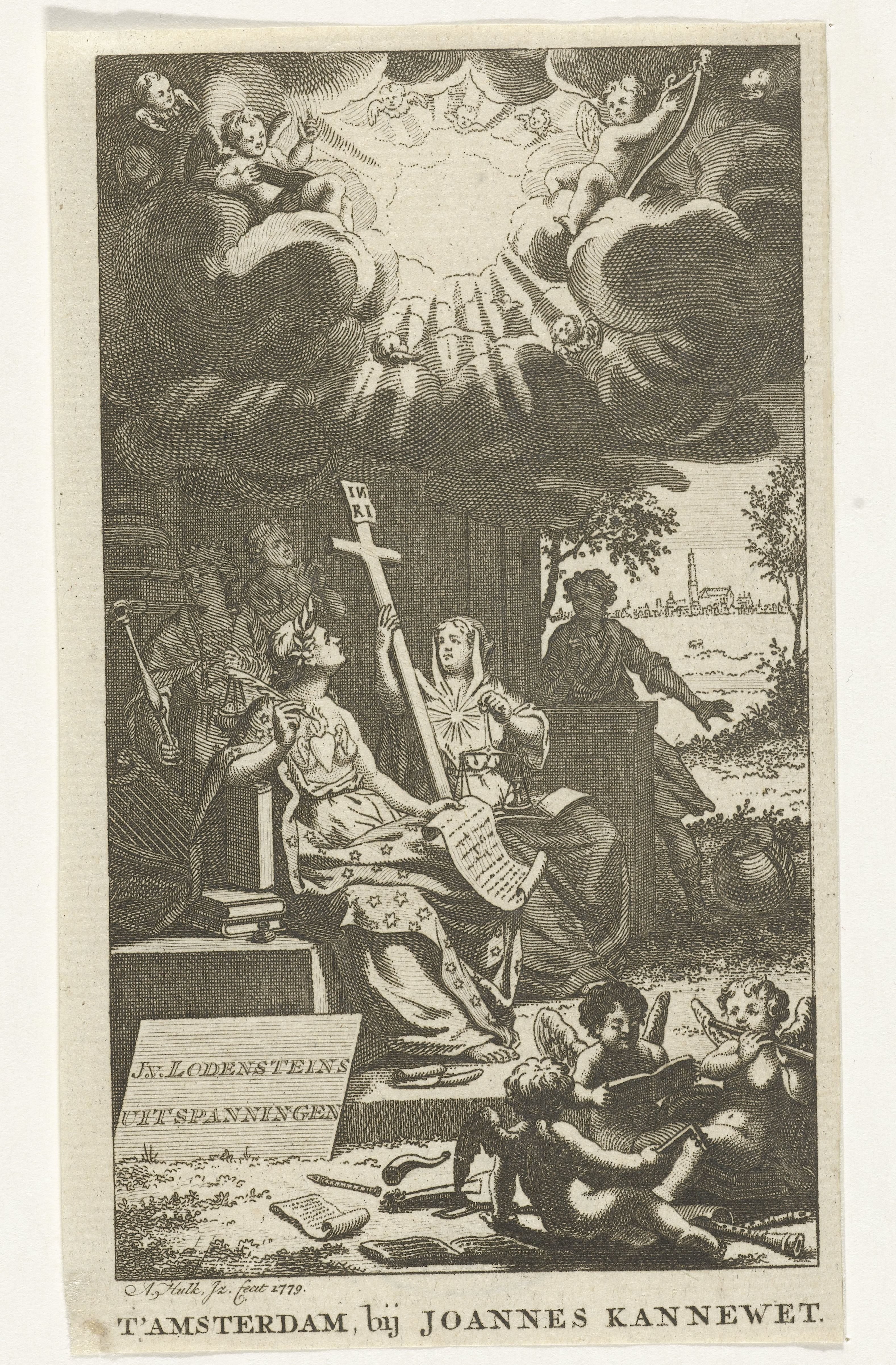 Allegorische voorstelling met een schrijver