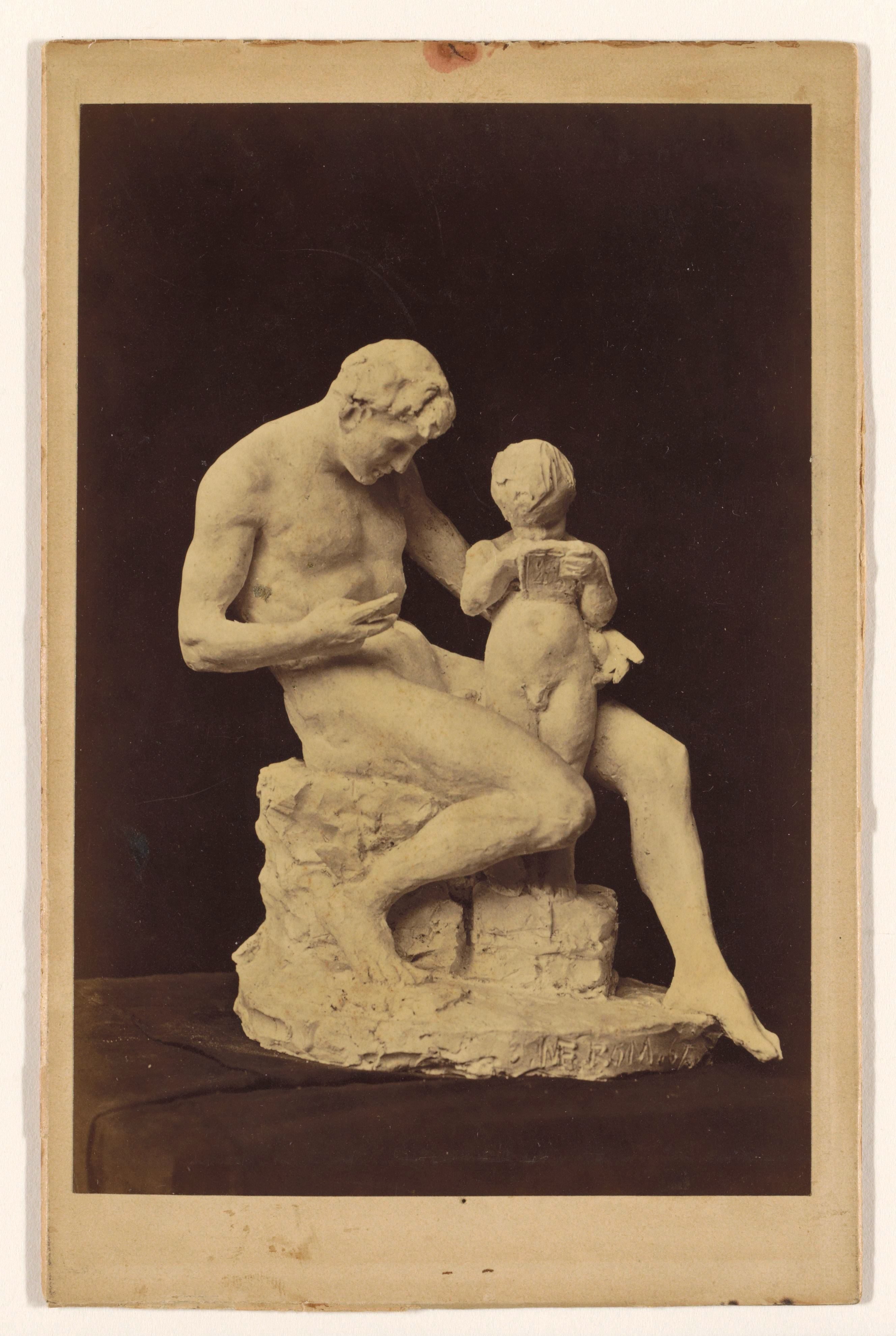 Ontwerp voor sculptuur van man en kind