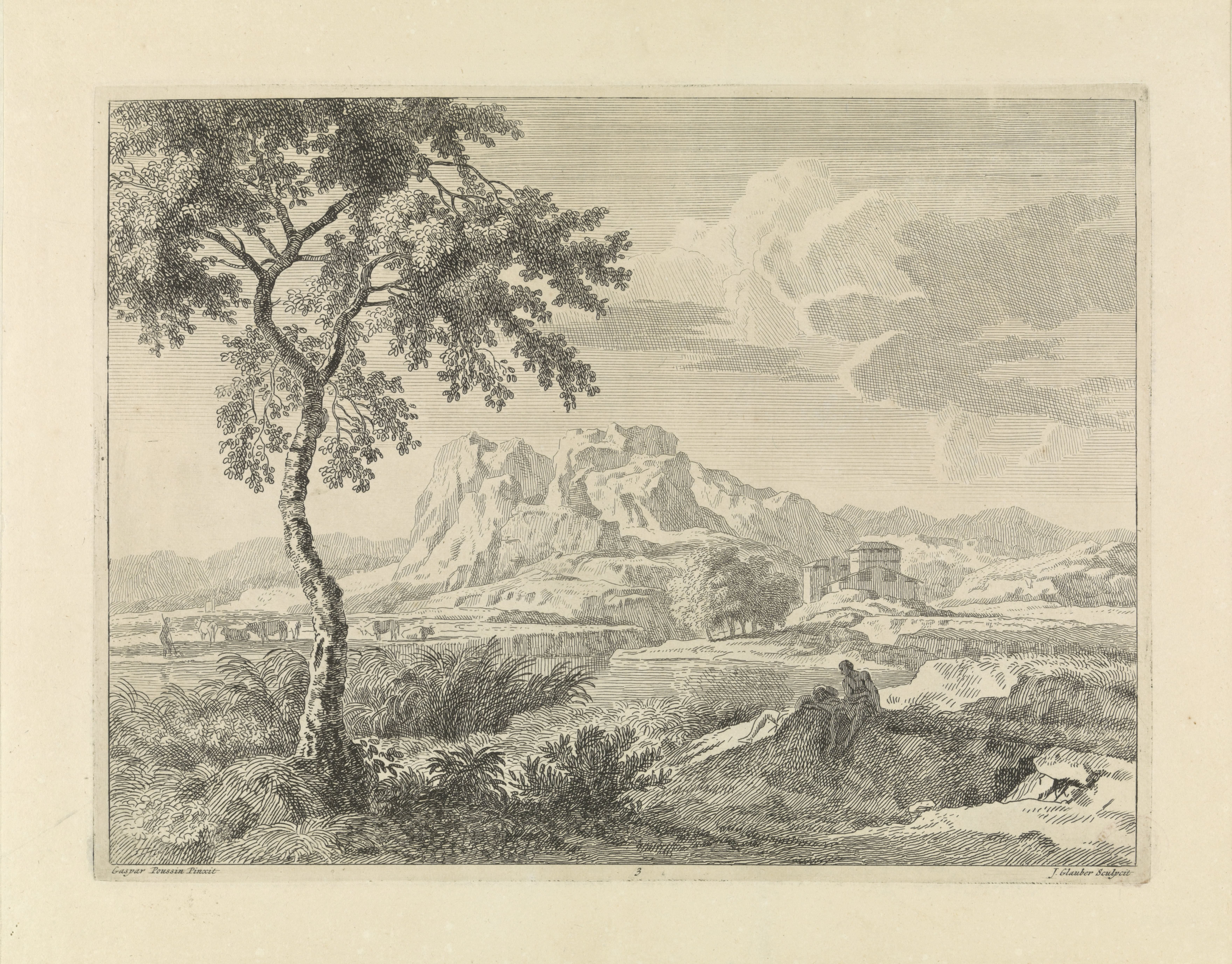 Heuvelachtig landschap met twee baders