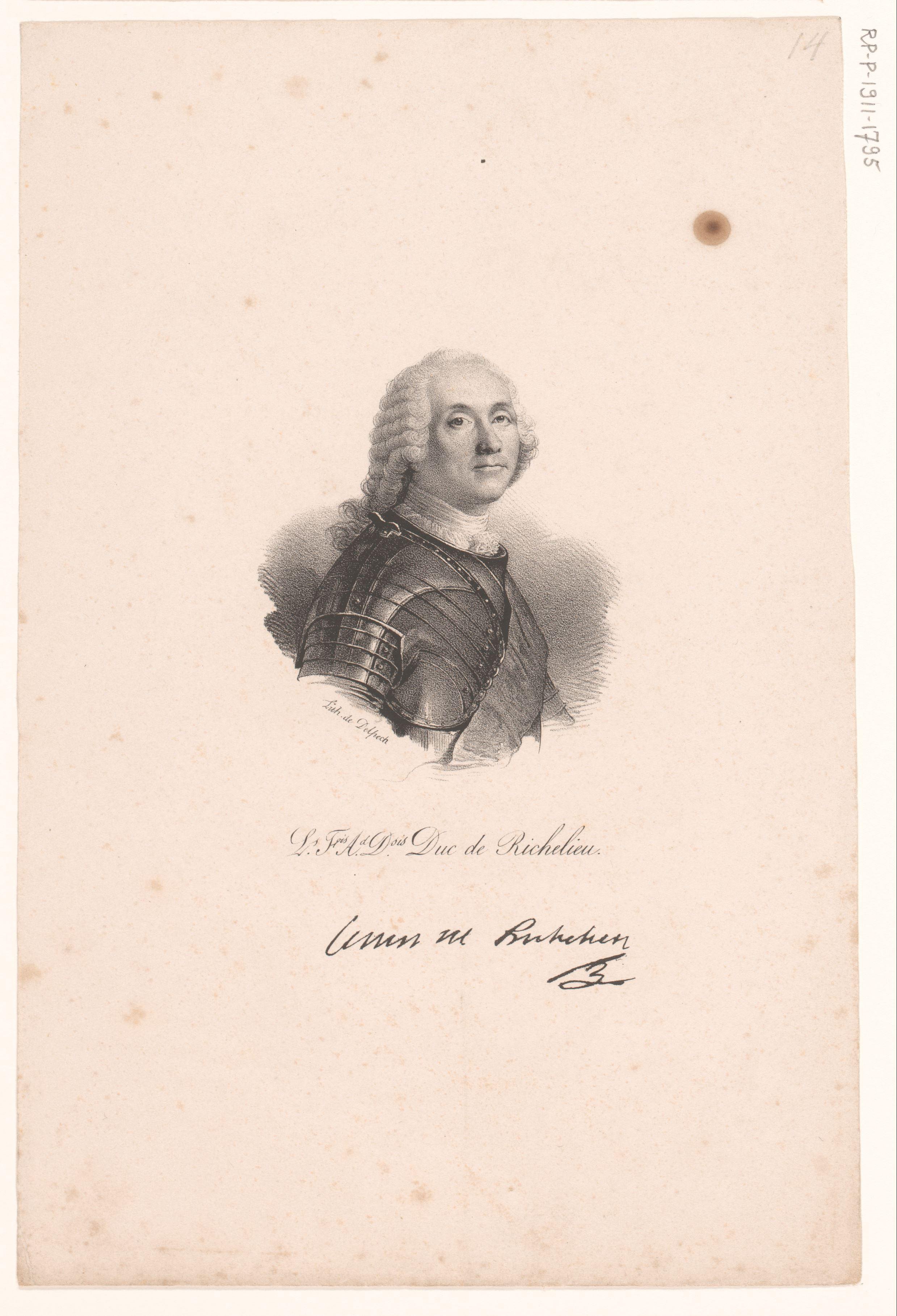 Portret van Louis-François-Armand de Vignerot du Plessis de Richelieu