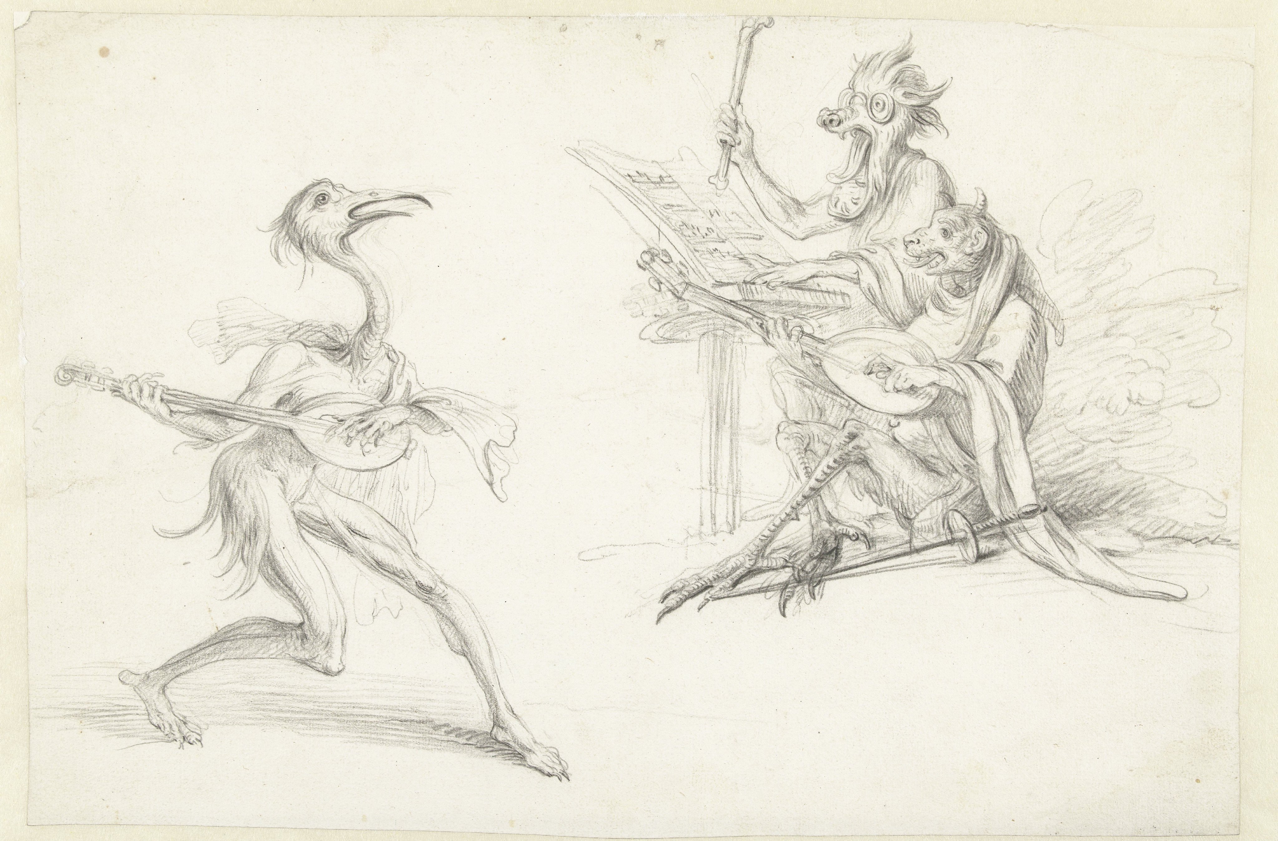 Three Mythical Creatures Making Music