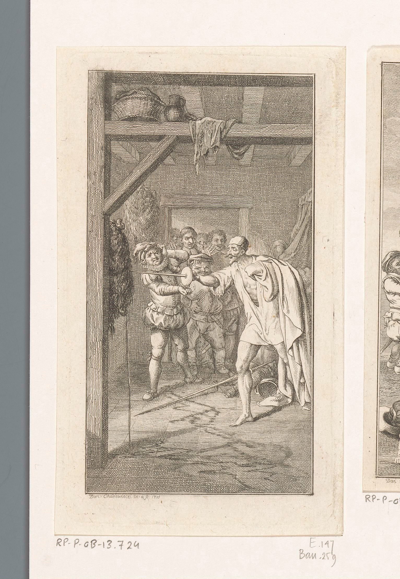 Don Quichot steekt zijn zwaard in een zak wijn