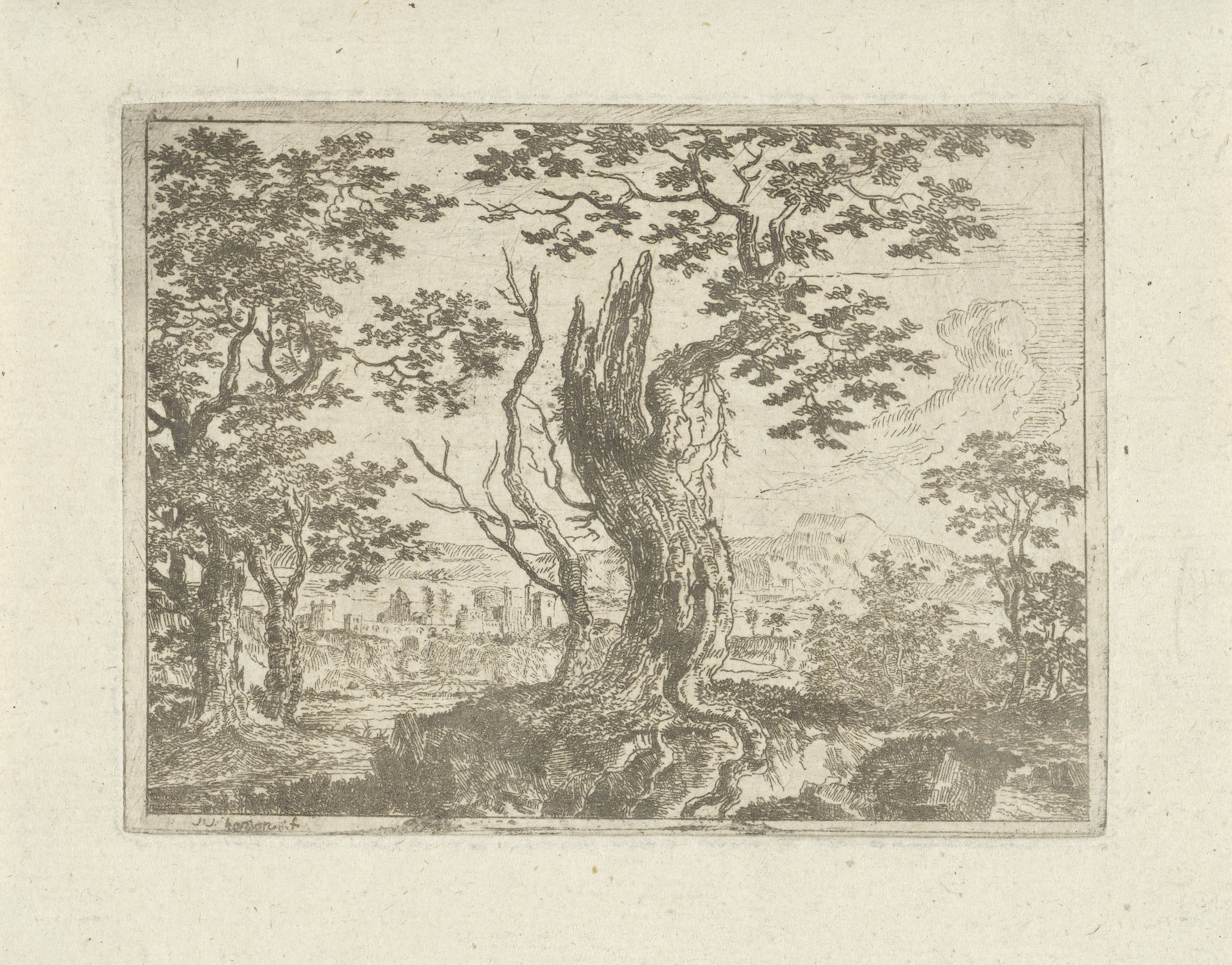 Landschap met een afgebroken boom