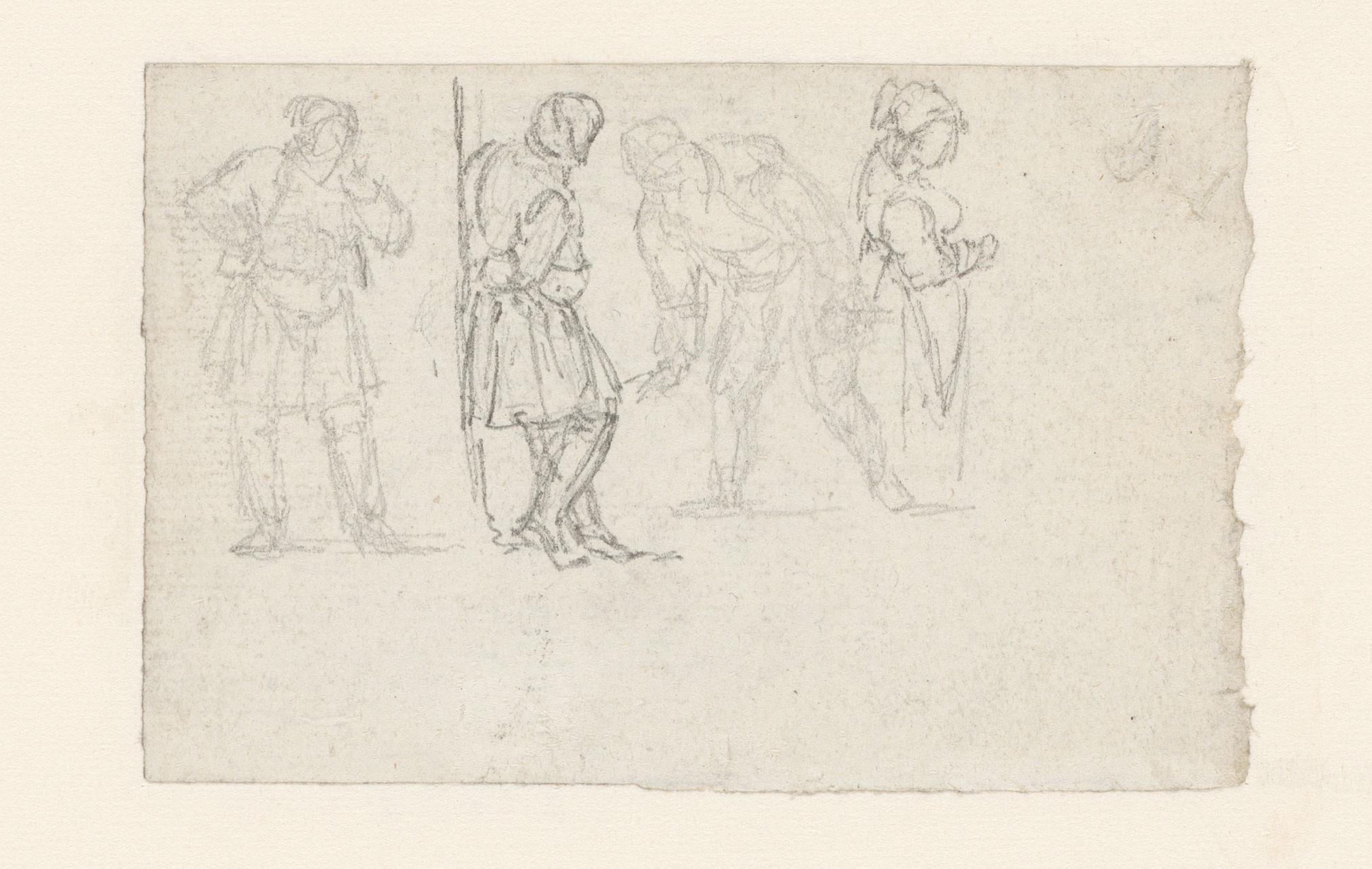 Vier studies van staande figuren
