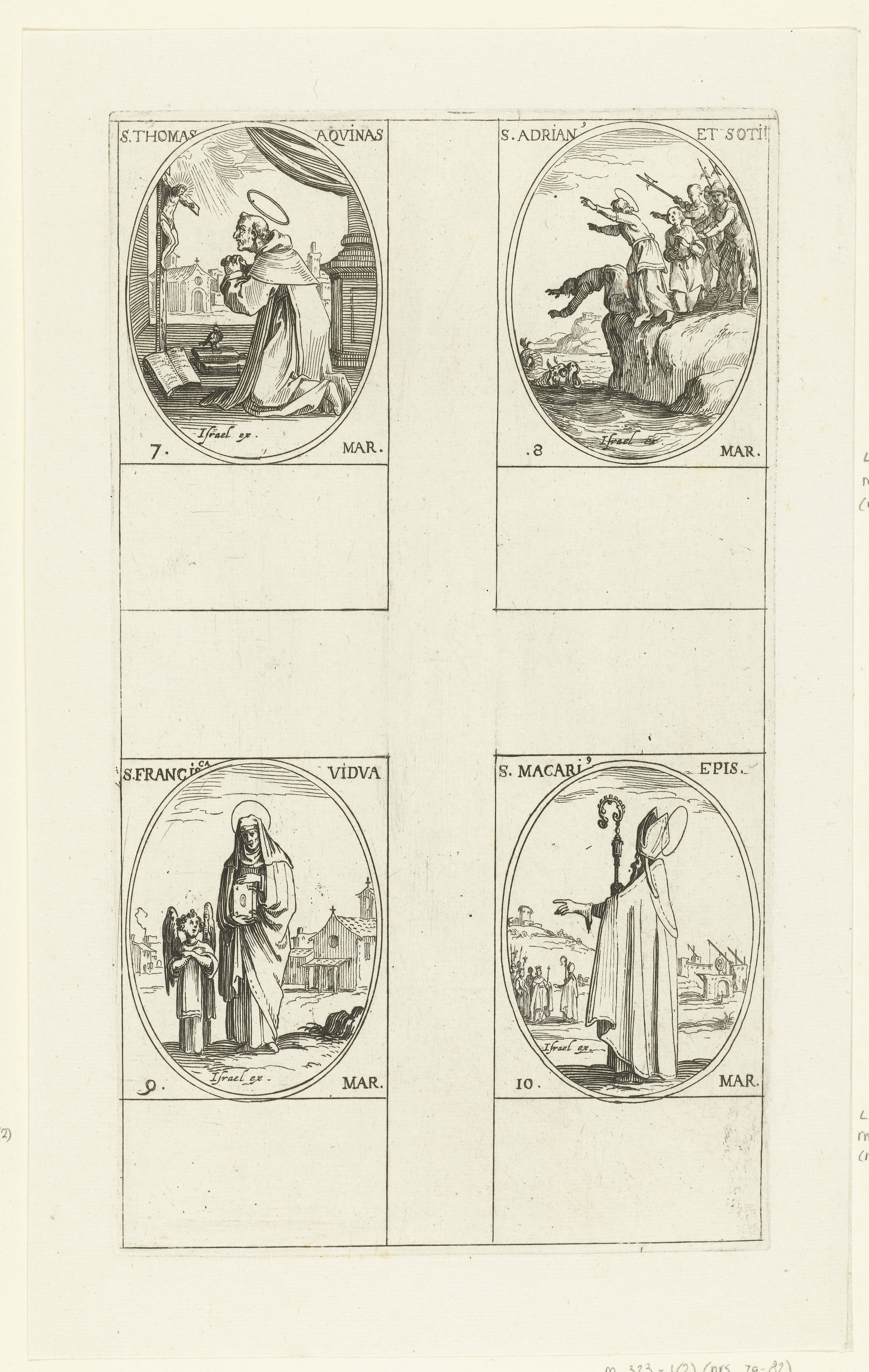 Heilige Thomas van Aquino, Heilige Adrianus en gezellen, Heilige Francisca van Rome, Heilige Macarius I van Jeruzalem (7-10 maart)