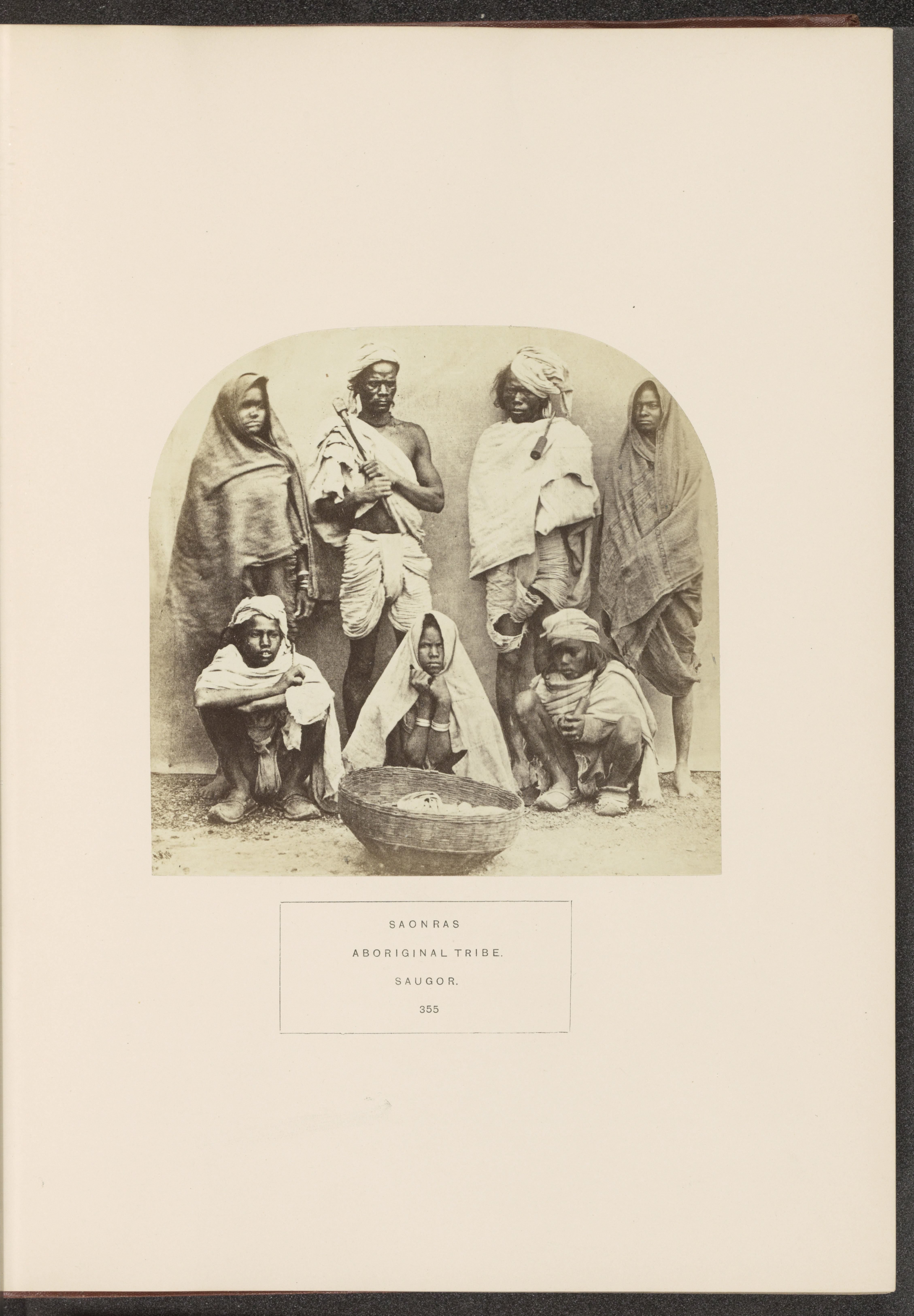 Portrait of seven people from the Saonra tribe of Sagar, Madhya Pradesh, India