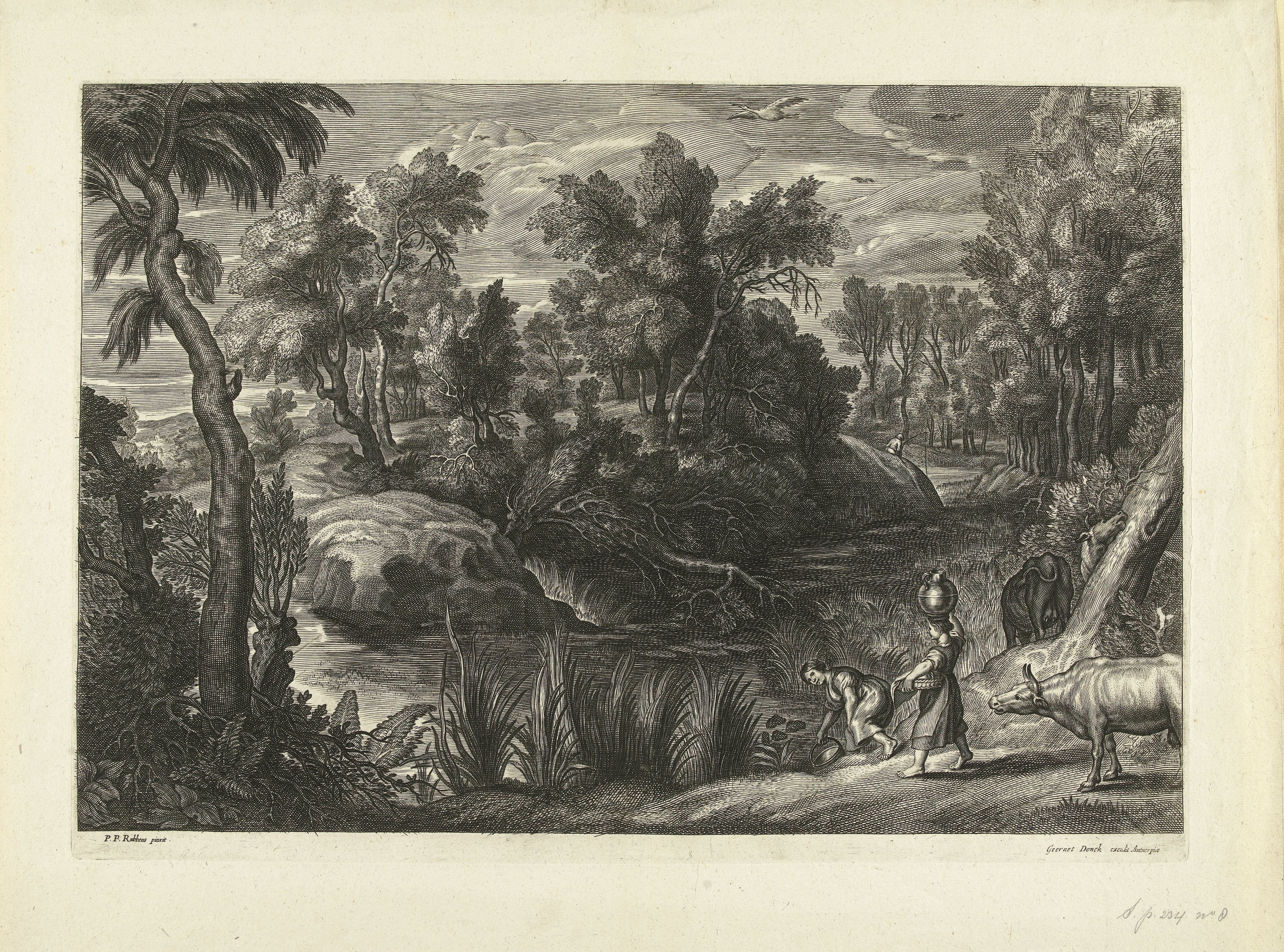 Landschap met vrouwen die water halen