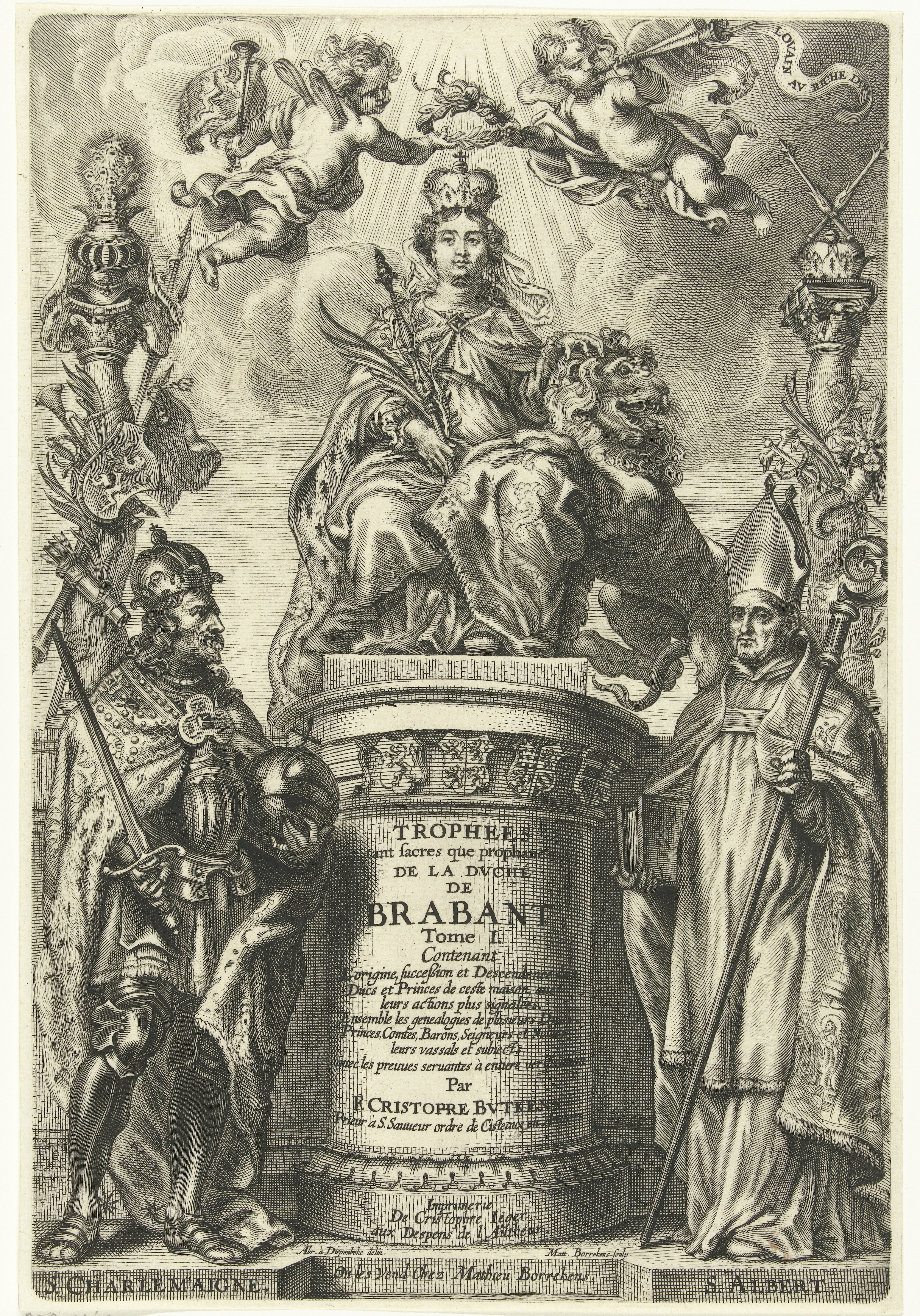 De getroonde Brabantia, met Karel de Grote en H. Albert van Leuven
