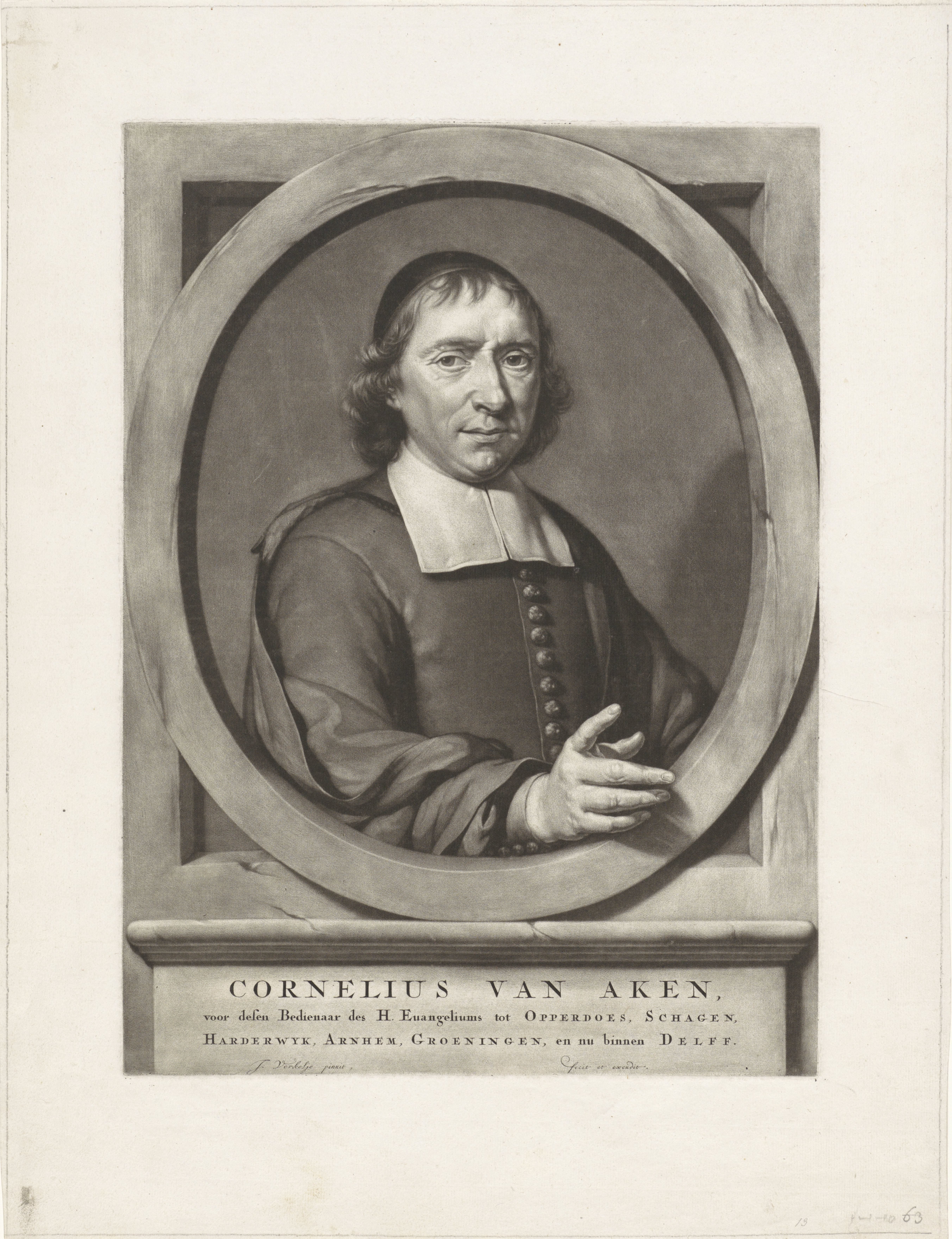 Portret van de predikant Cornelius van Aken