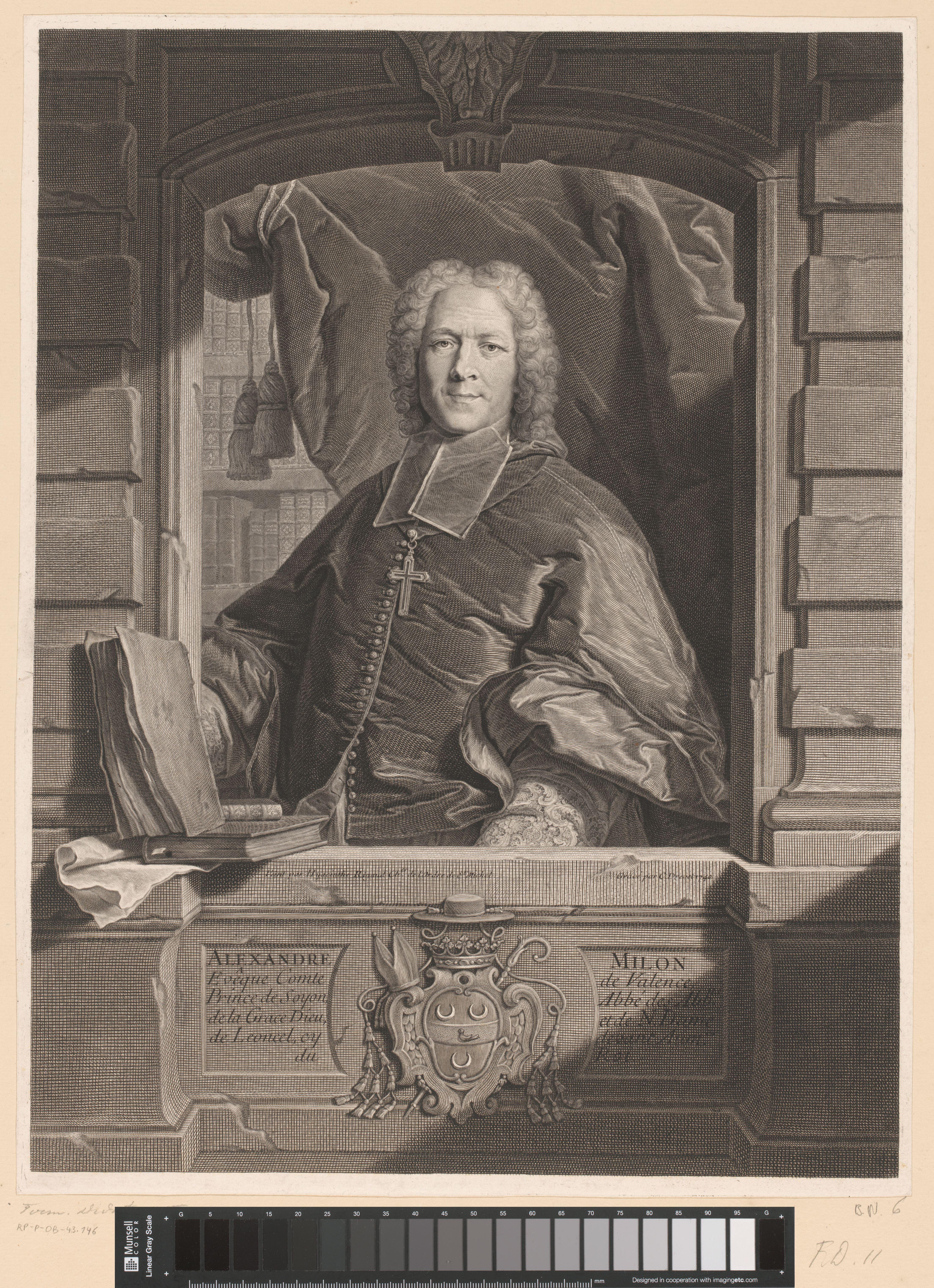 Portret van Alexandre Milon de Mesme in openstaand raam