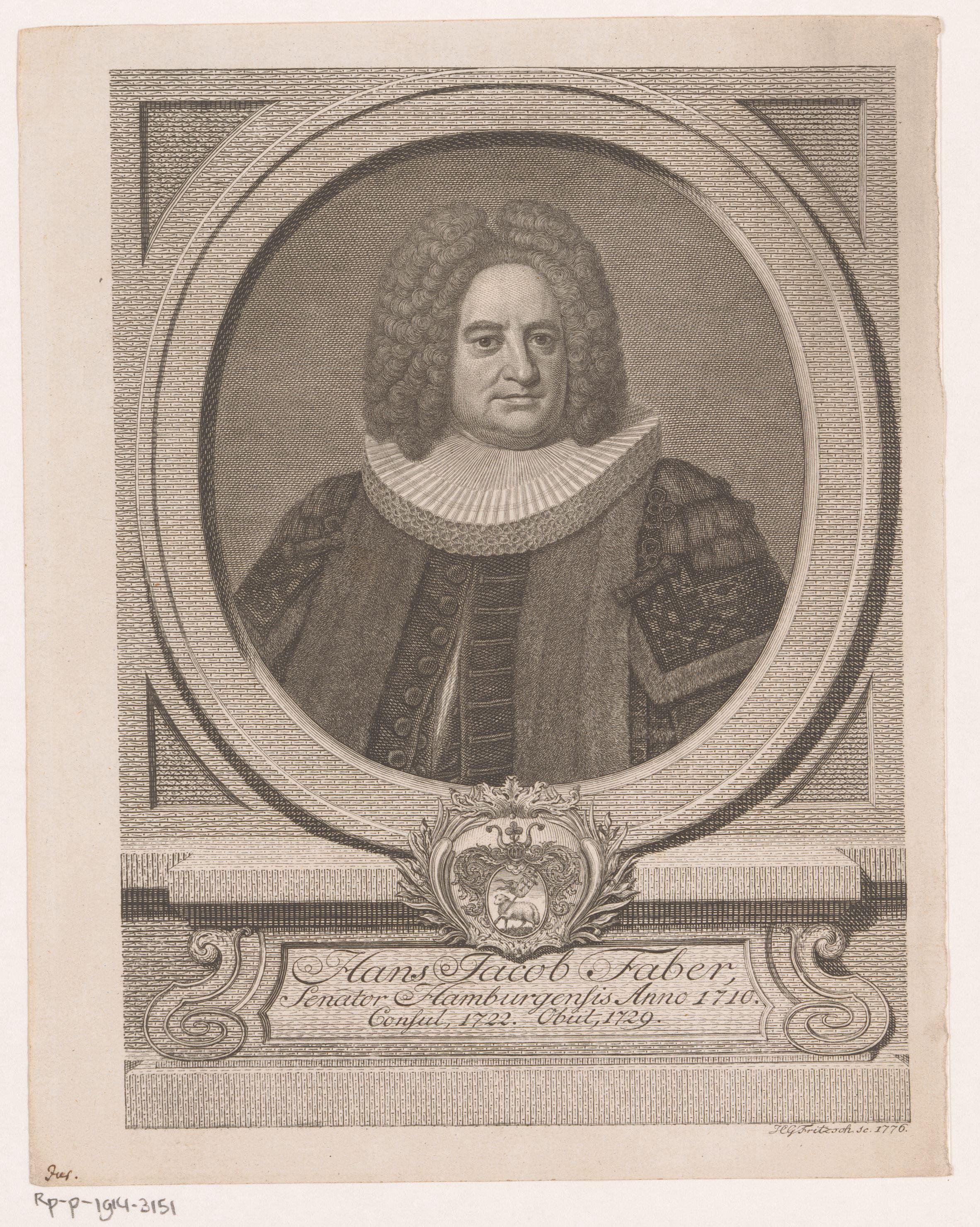 Portret van Hans Johann Jakob Faber