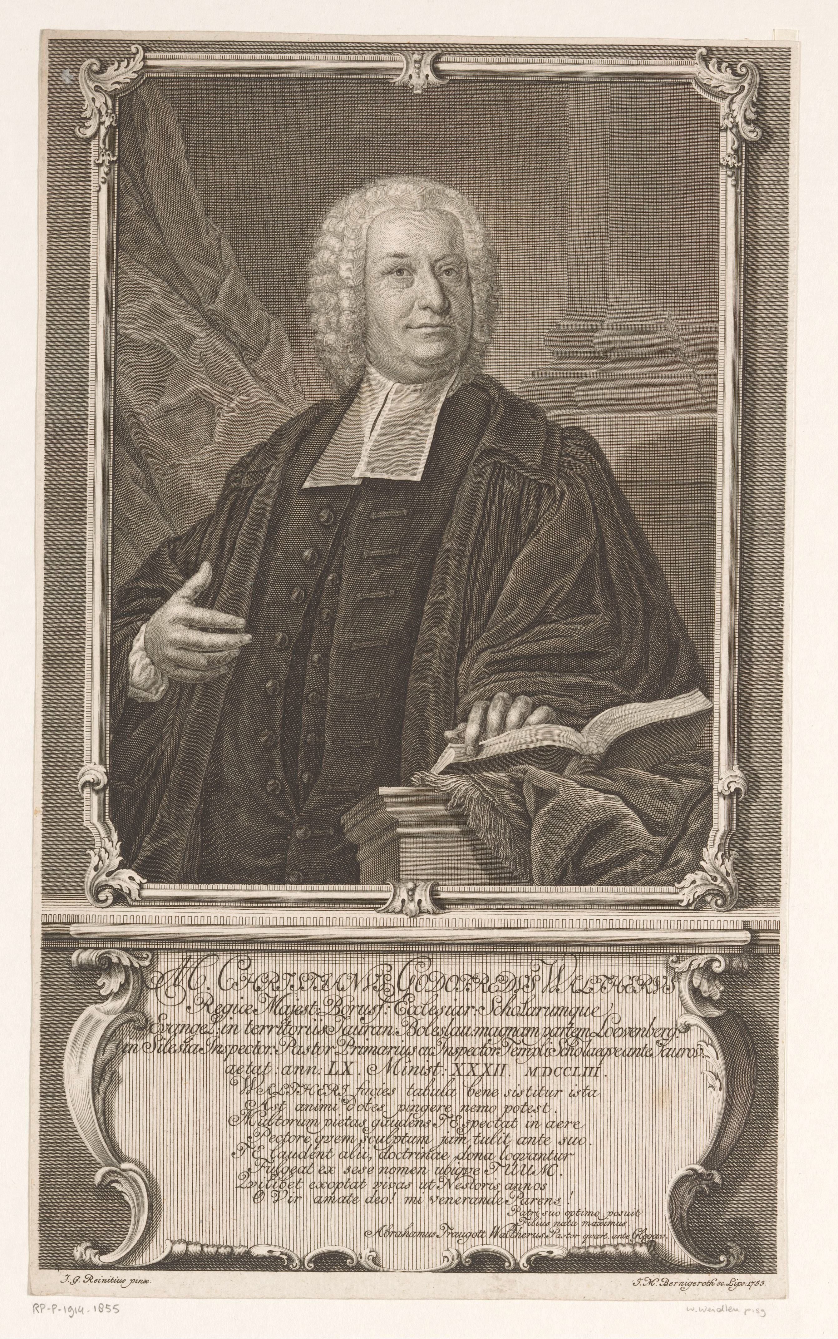 Portret van Christian Gottfried Walther