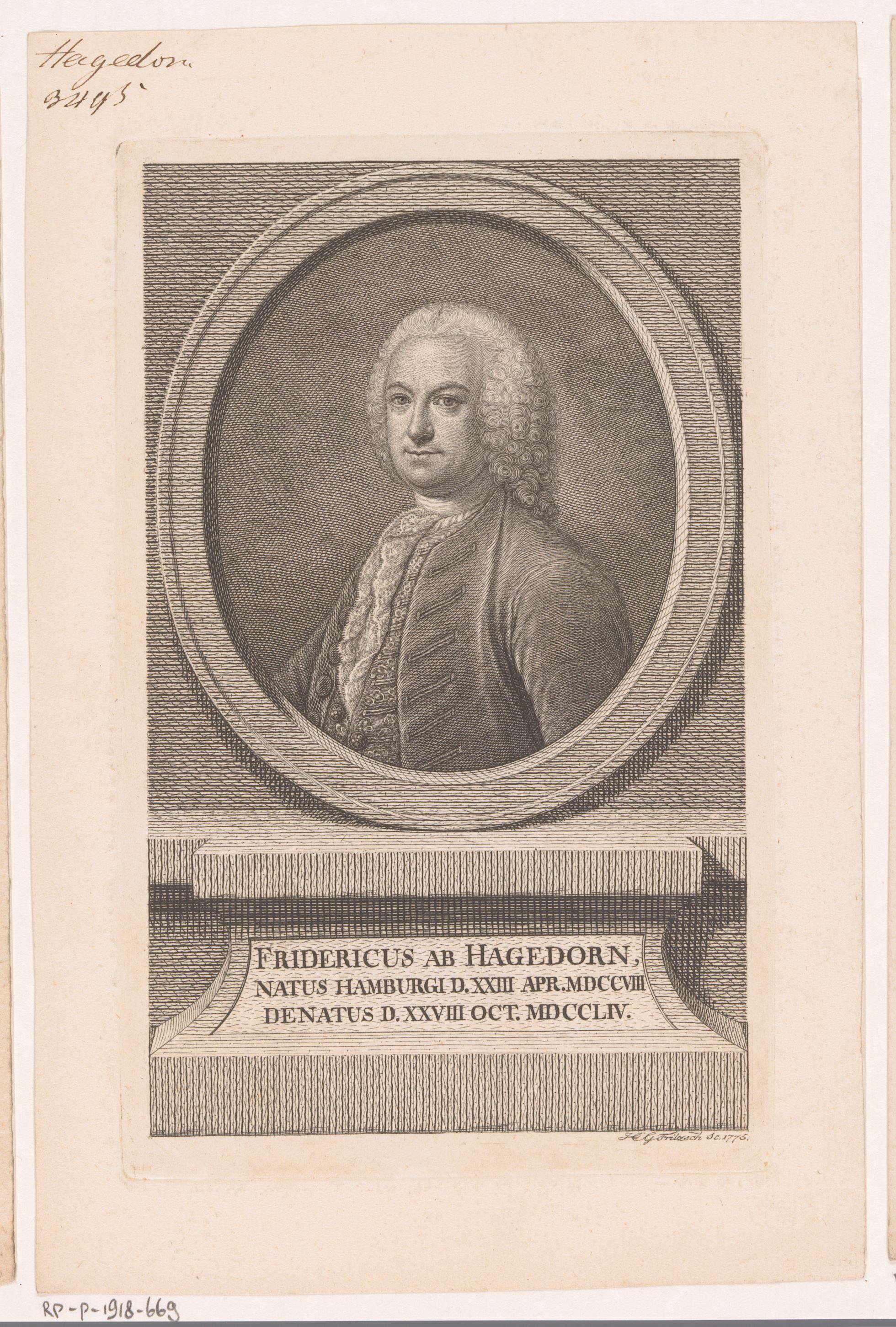 Portret van Friedrich von Hagedorn