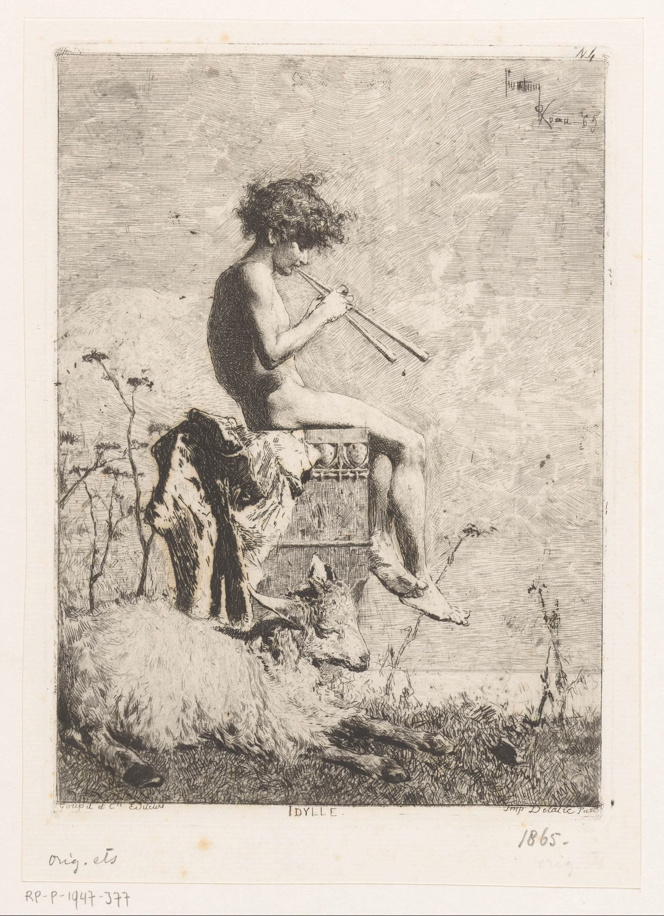 Jongen bespeelt de aulos
