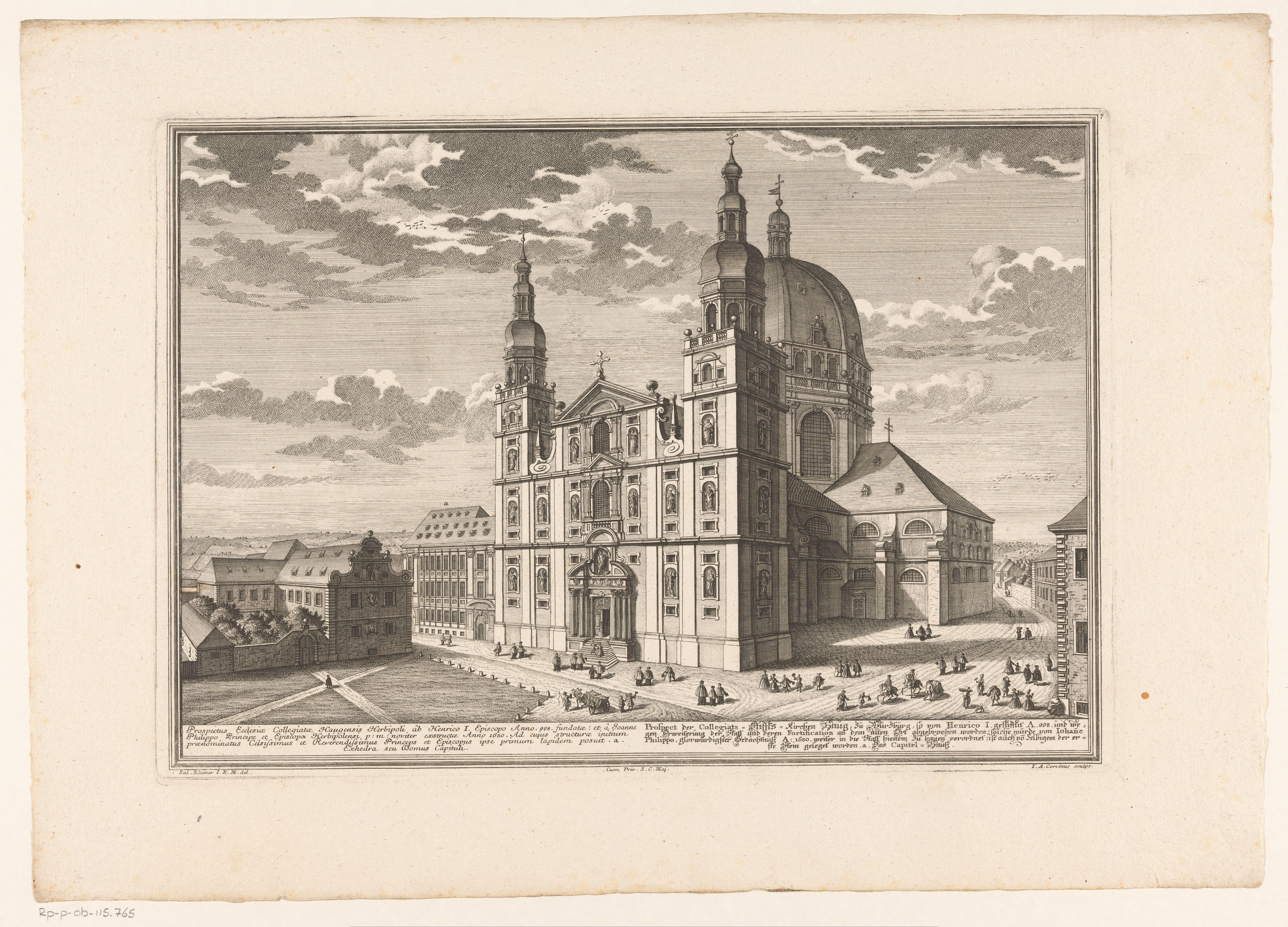 Gezicht op de Kollegiatstift Haug in Würzburg, tegenwoordig bekend als de Sint-Johanneskerk