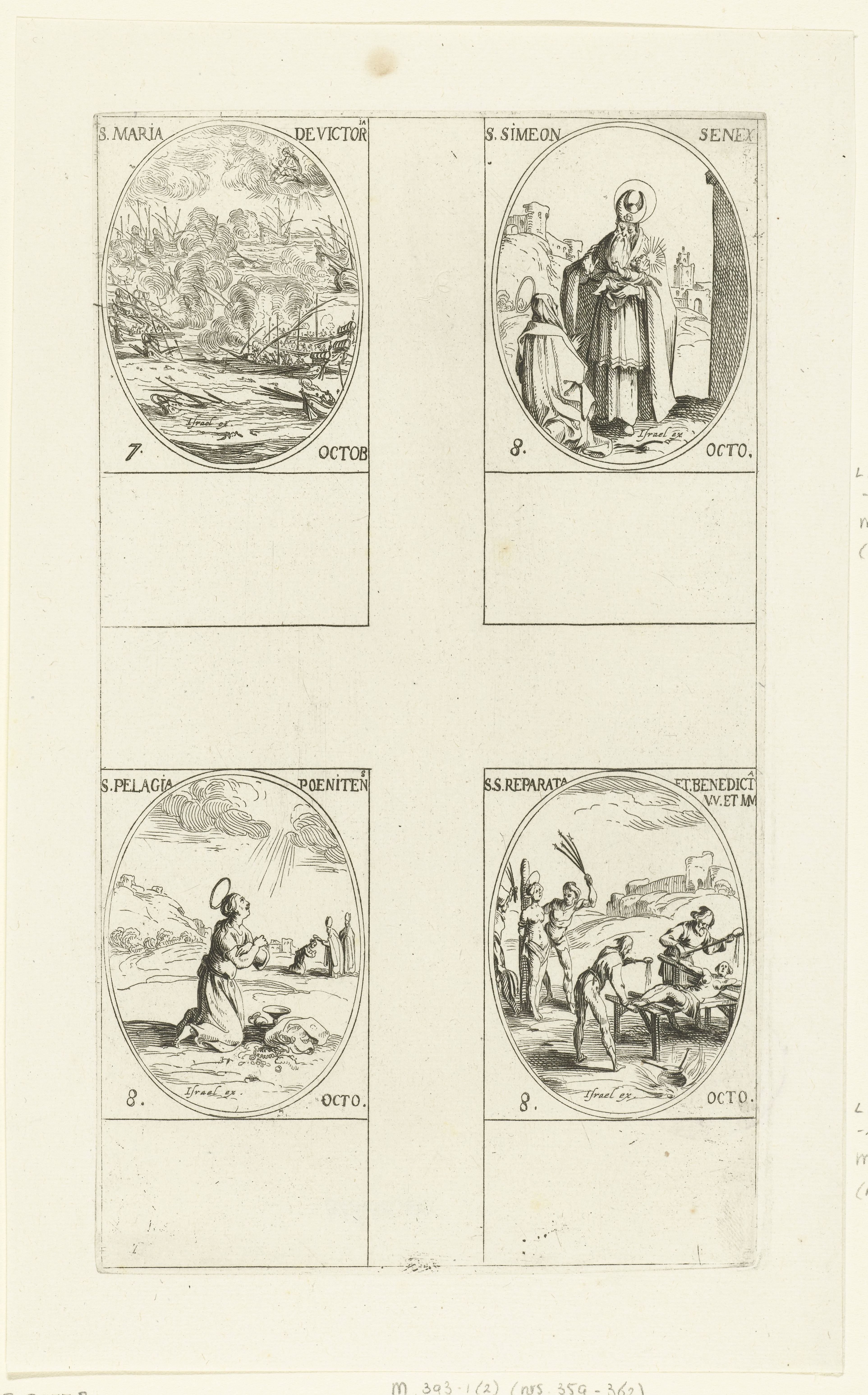 Slag bij Lepanto (Maria-Overwinning), Heilige Simeon Senex van Jeruzalem, Heilige Pelagia van Antiochië, Heilige Reparata van Caesarea en Heilige Benedicta van Laon (7-8 oktober)
