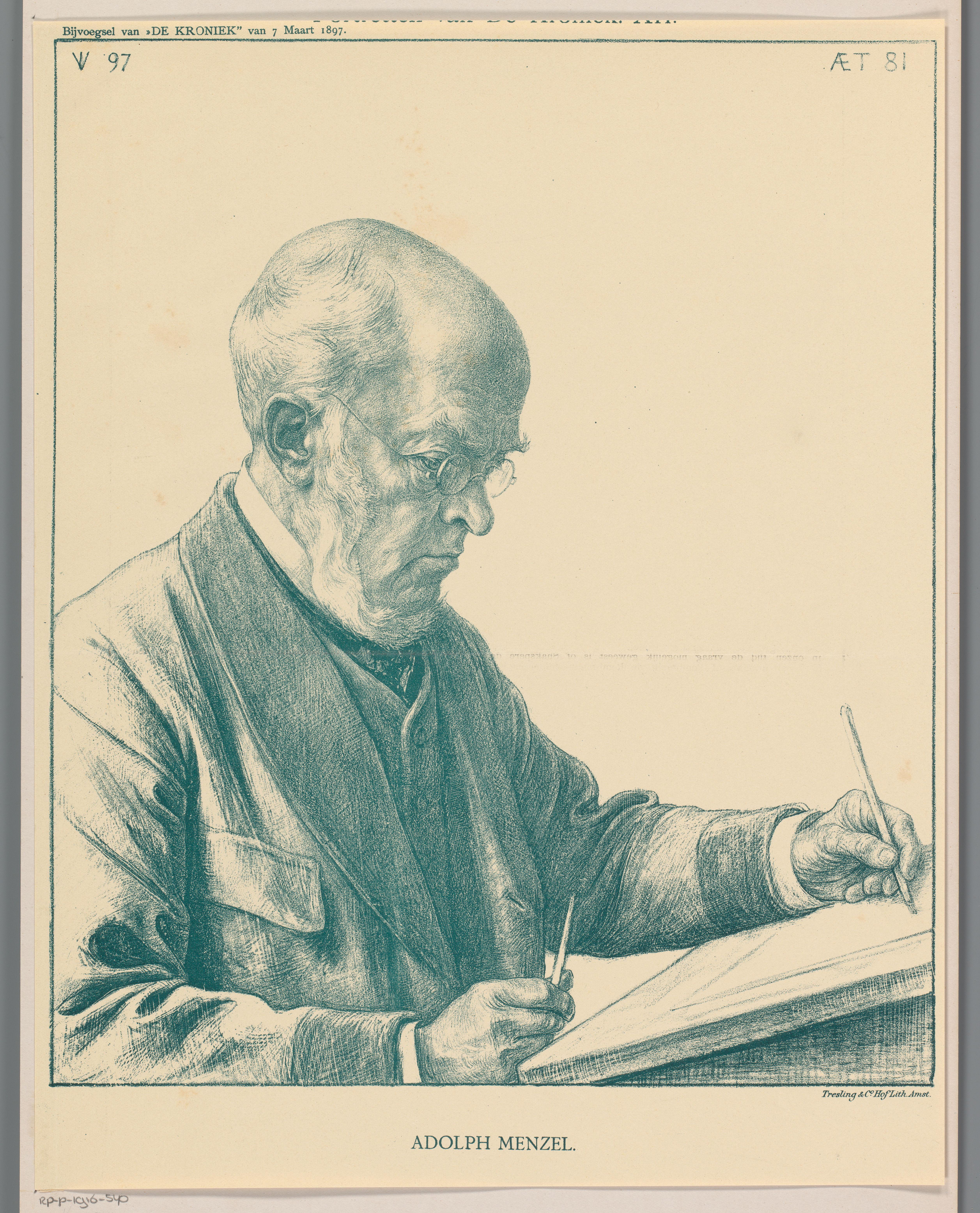 Portret van Adolph Menzel op 81-jarige leeftijd