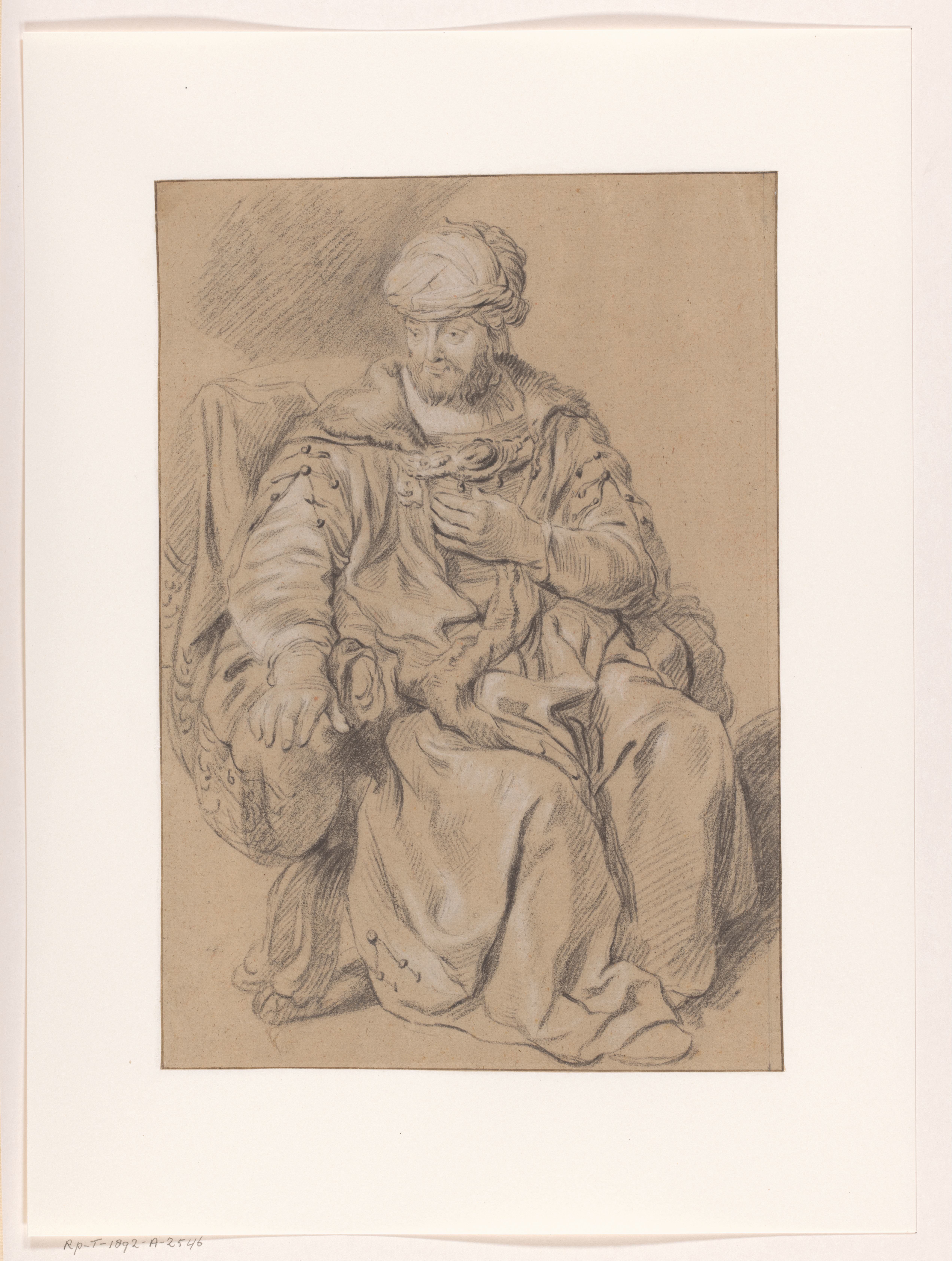 Seated Oriental man