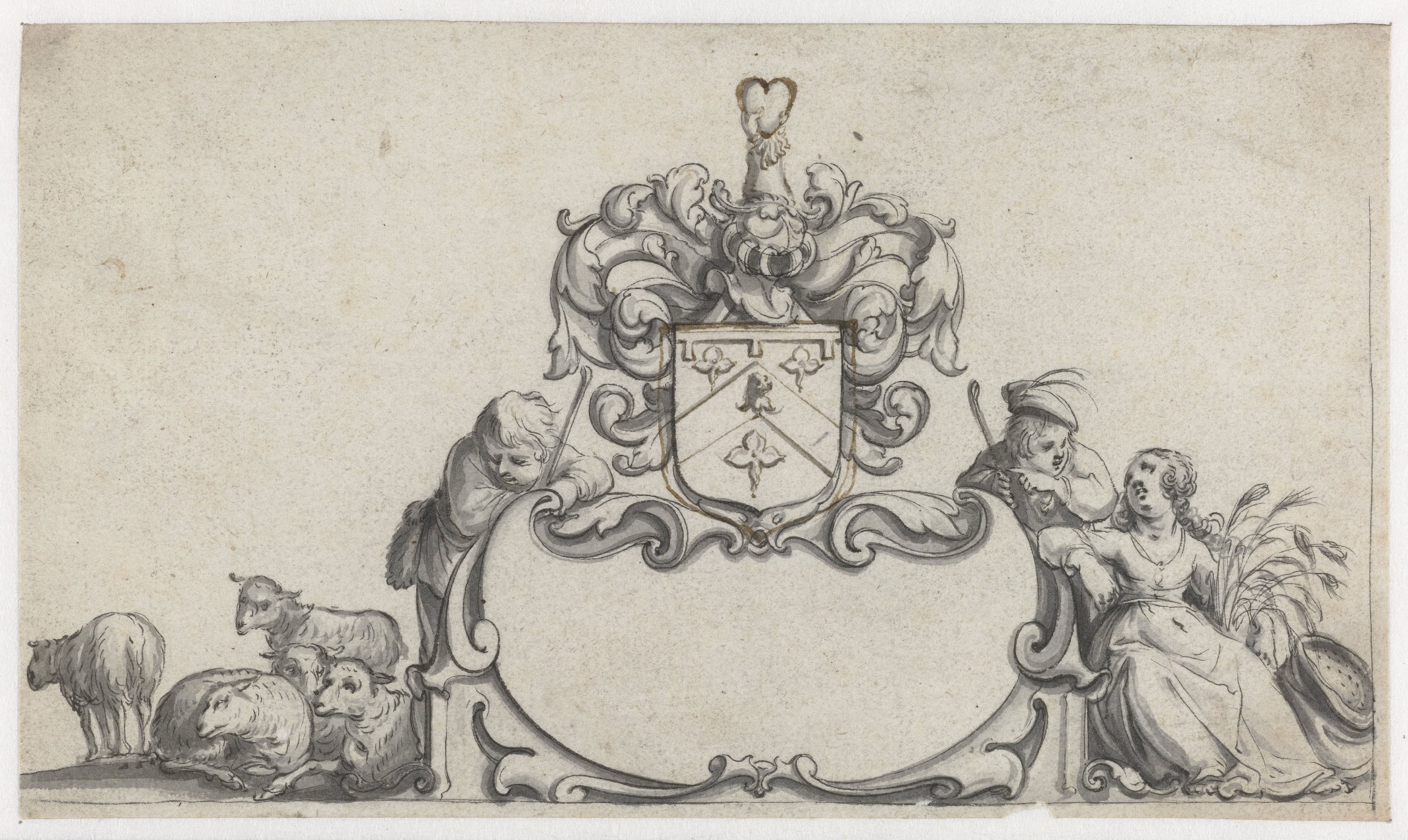 Cartouche met het wapen van James Balfour of Denmiln