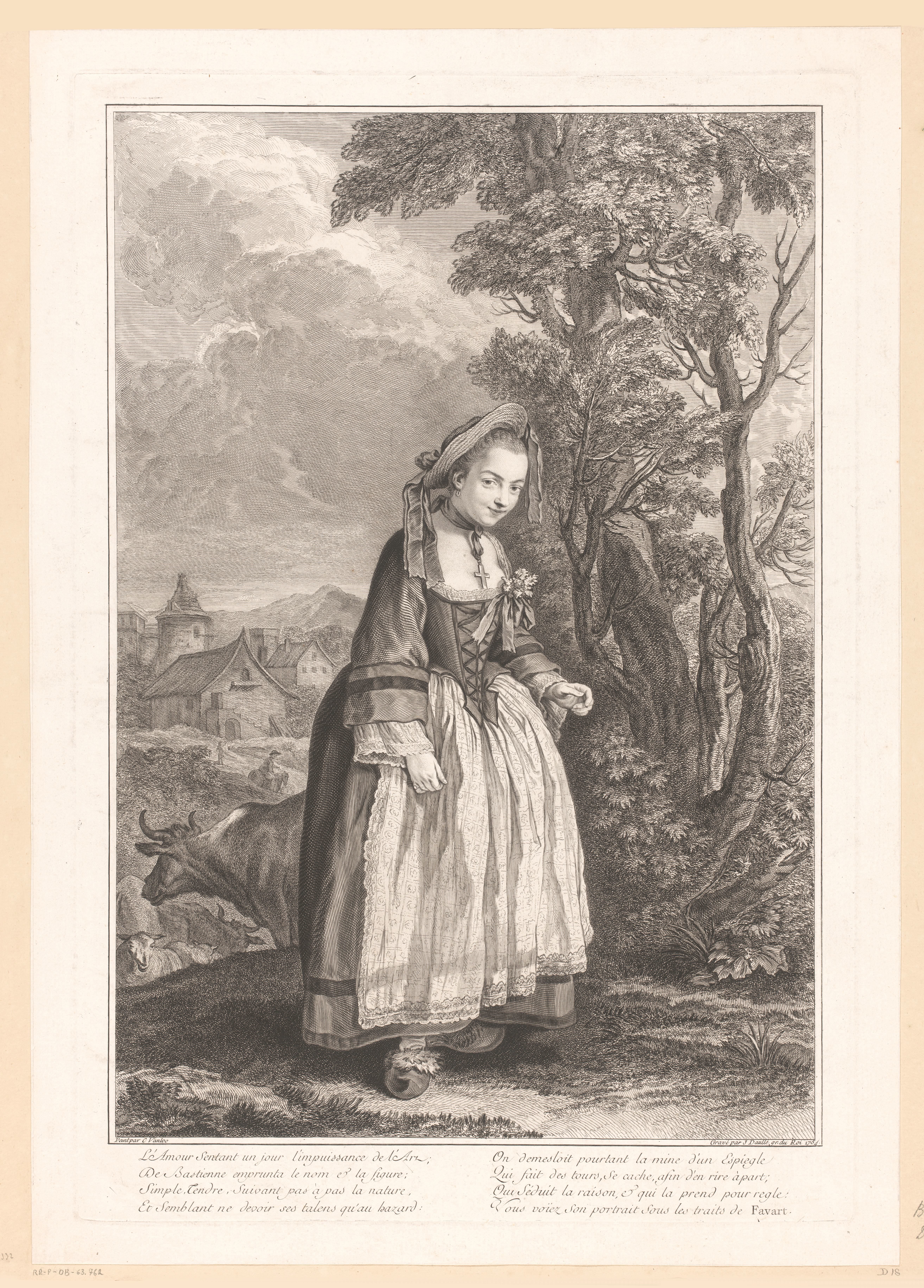 Portret van Justine Favart als Bastienne