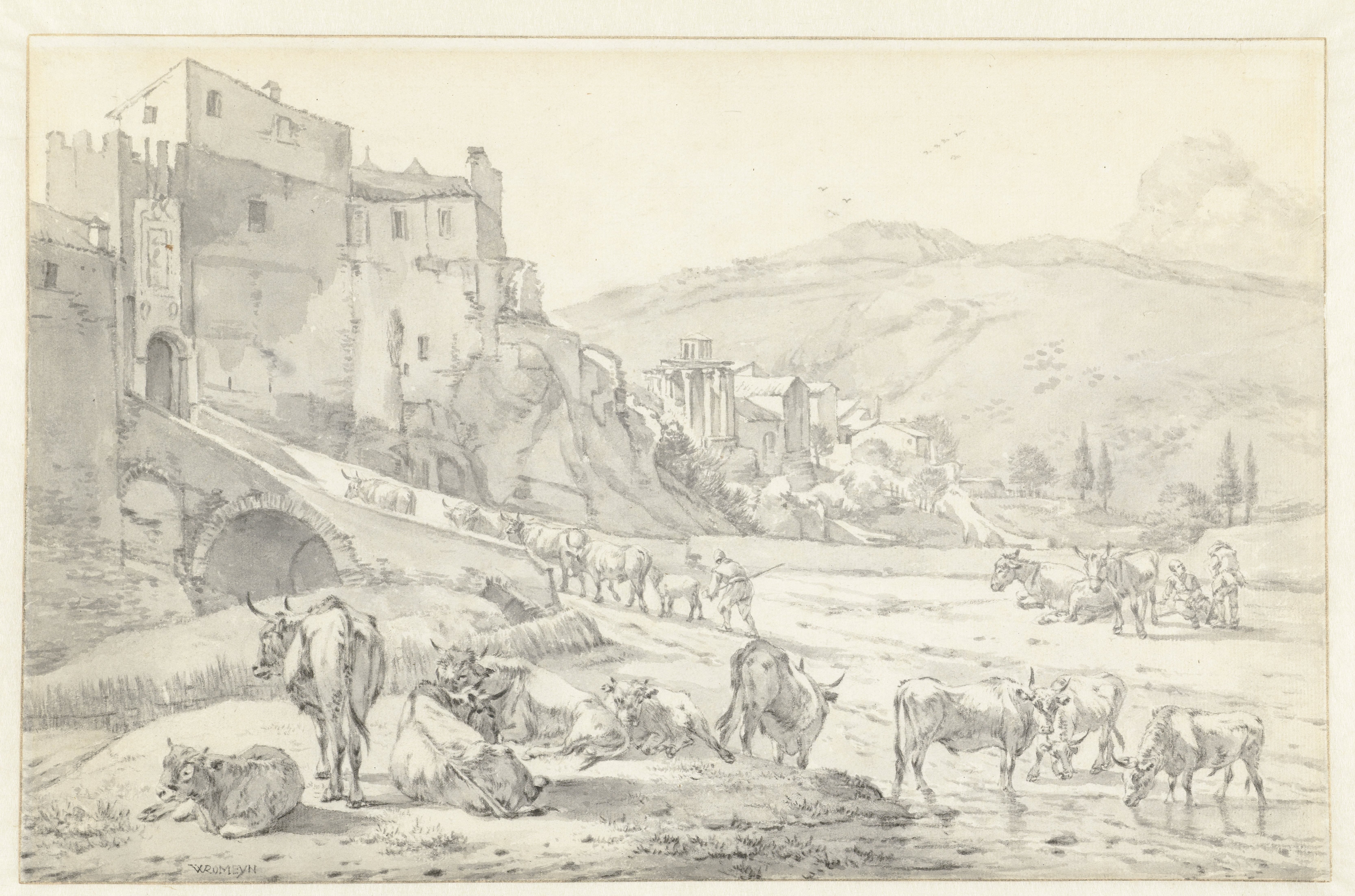 Cattle in front of the Porta Sant’Angelo in Tivoli