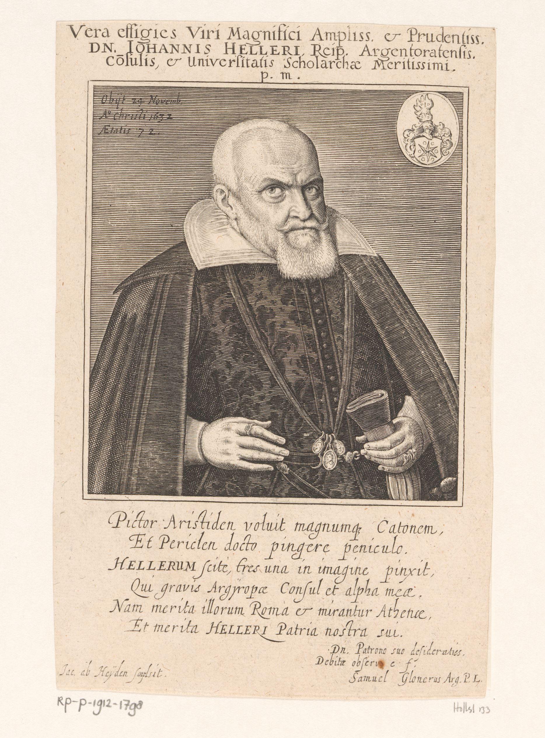 Portret van Johann Heller op 72-jarige leeftijd