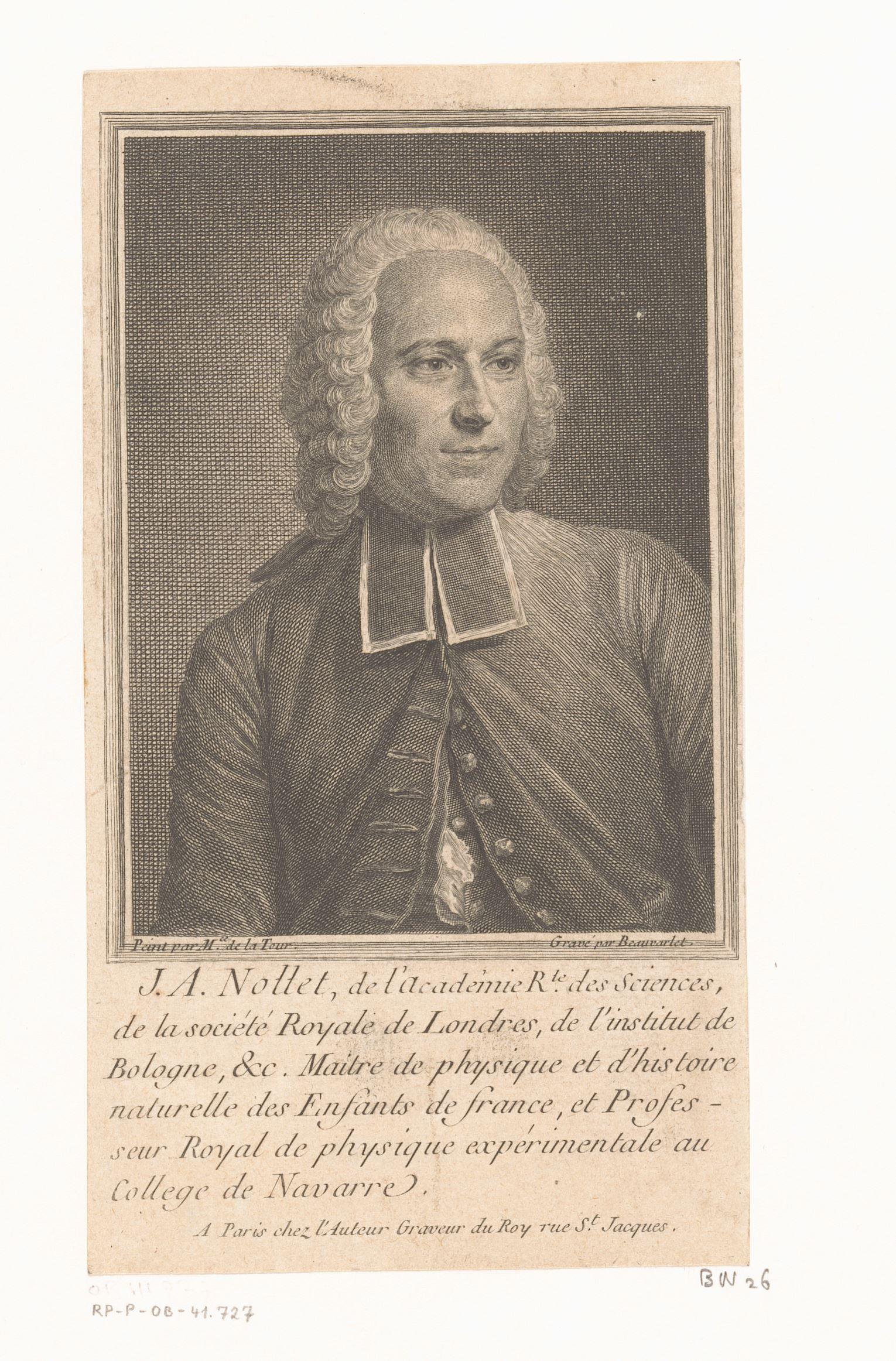 Portret van Jean-Antoine Nollet