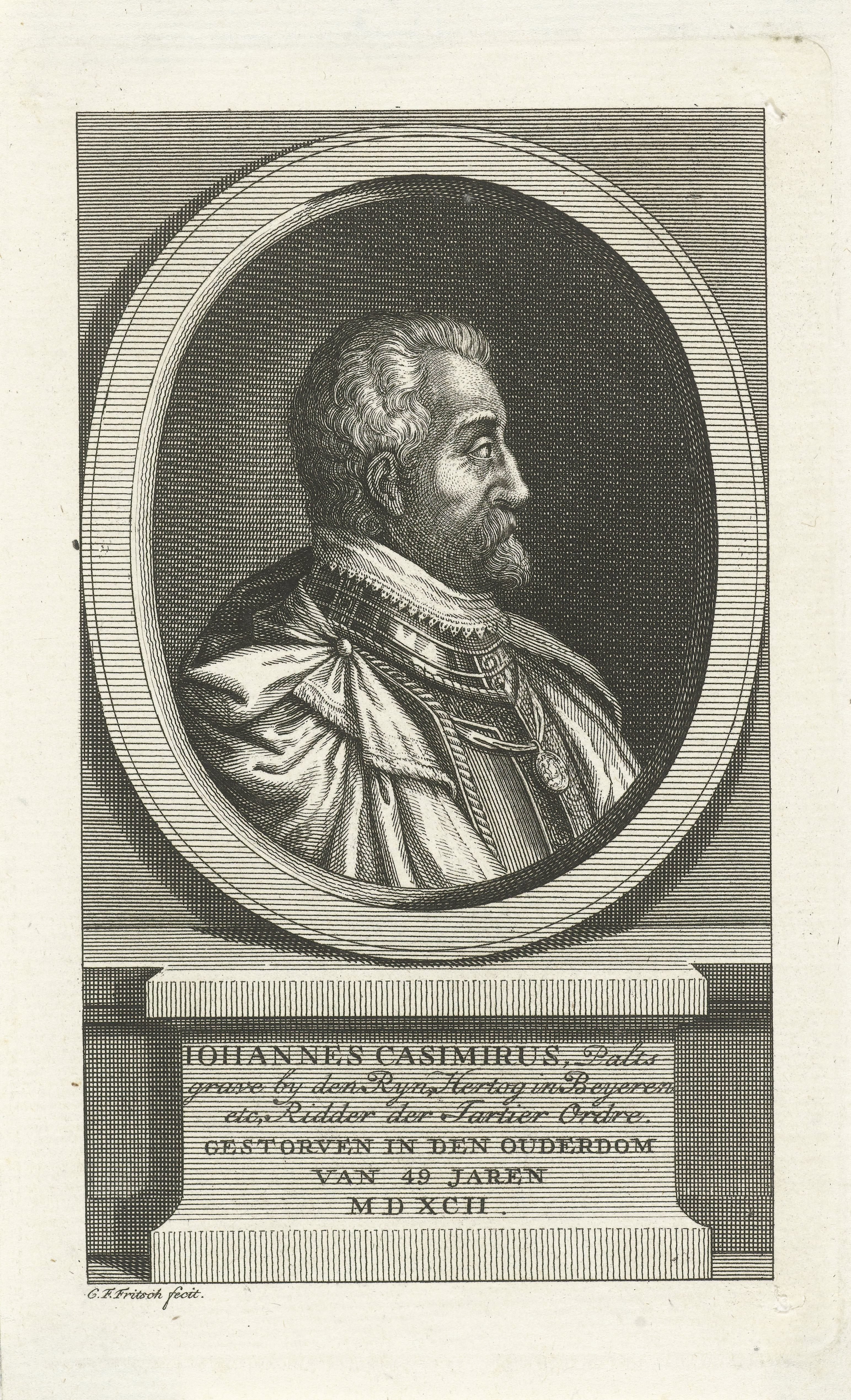 Portret van Johan Casimir, paltsgraaf aan de Rijn