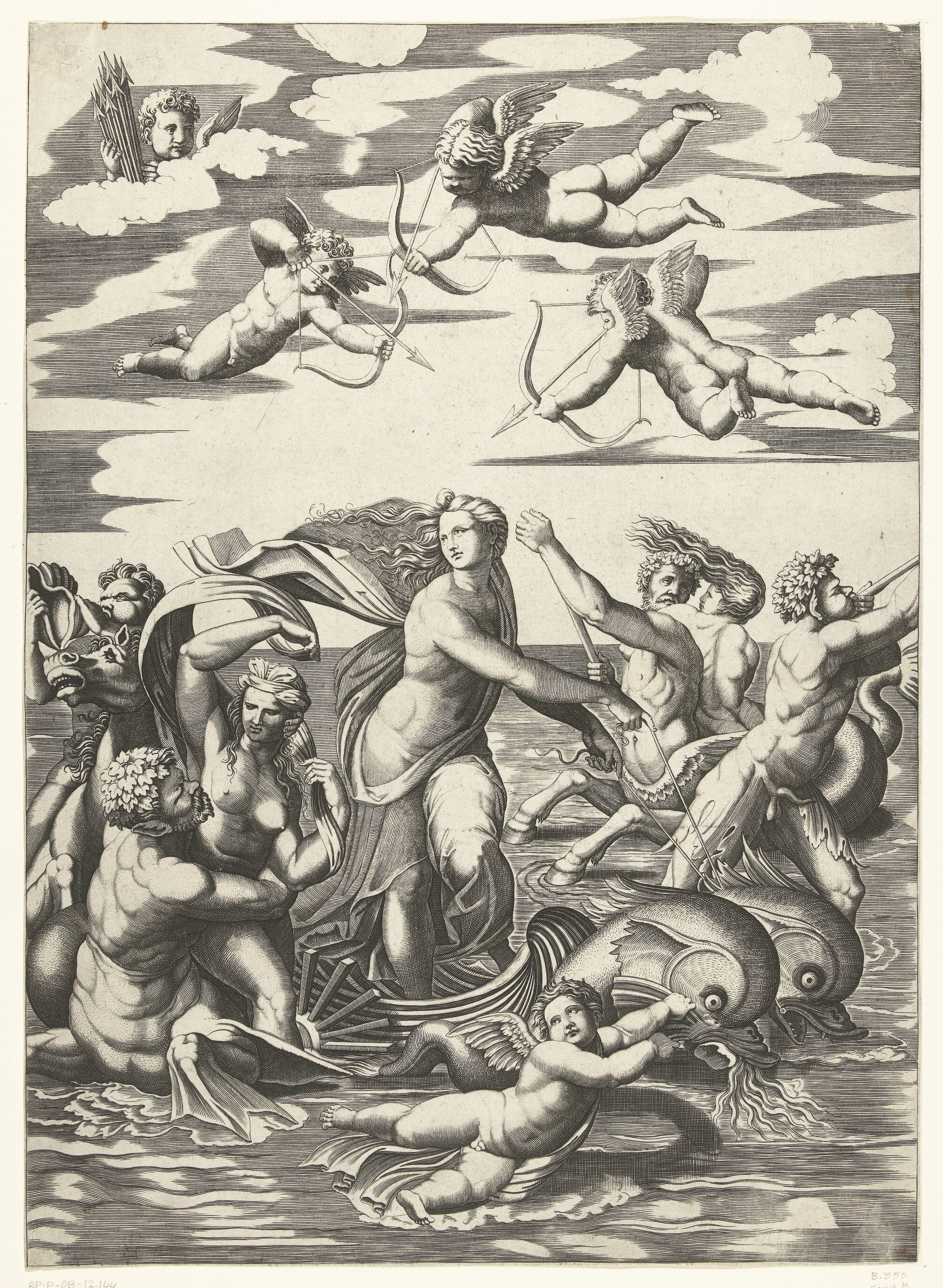 Triomf van Galatea met tritons en nereïden en putti