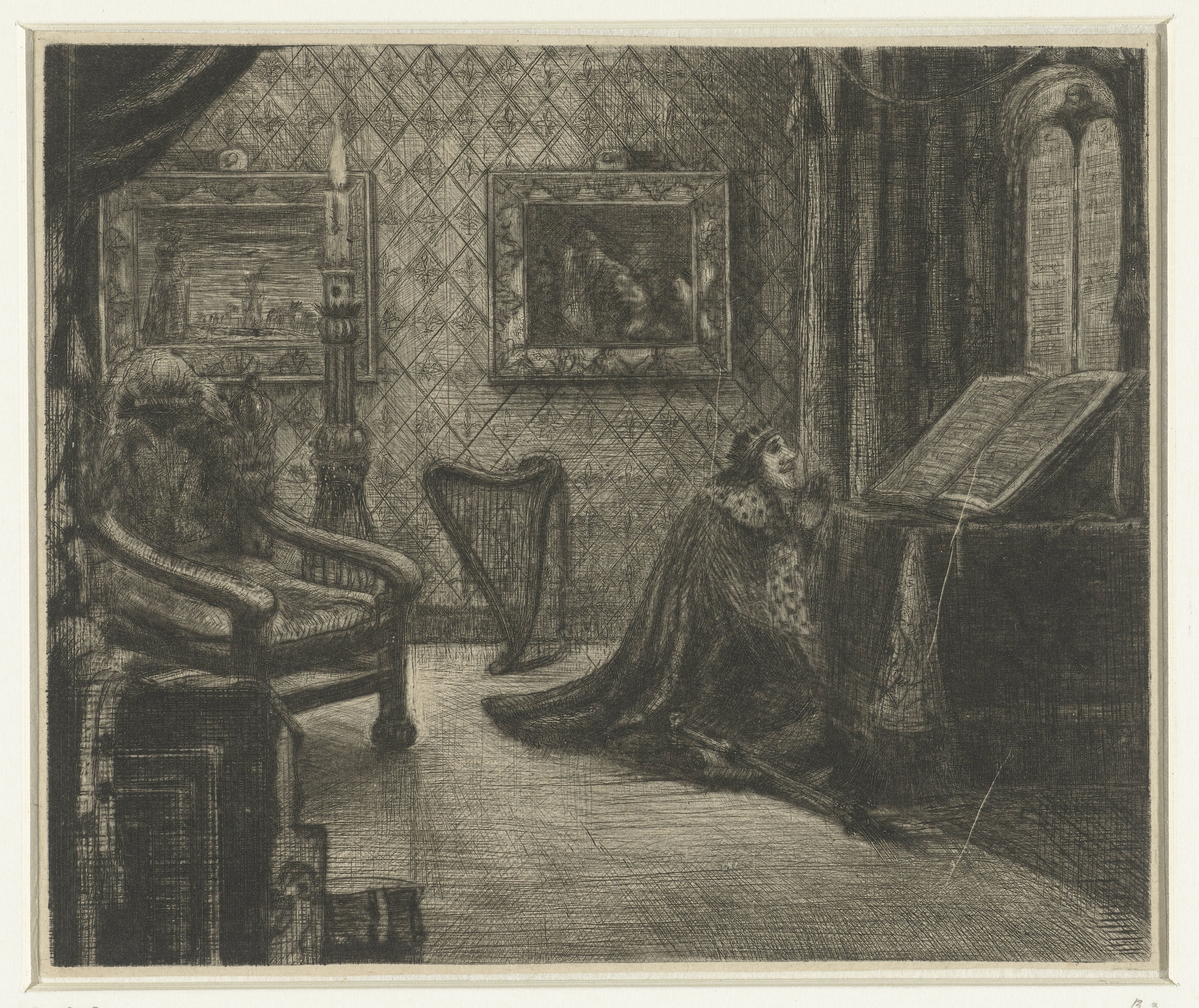 Koning David in gebed