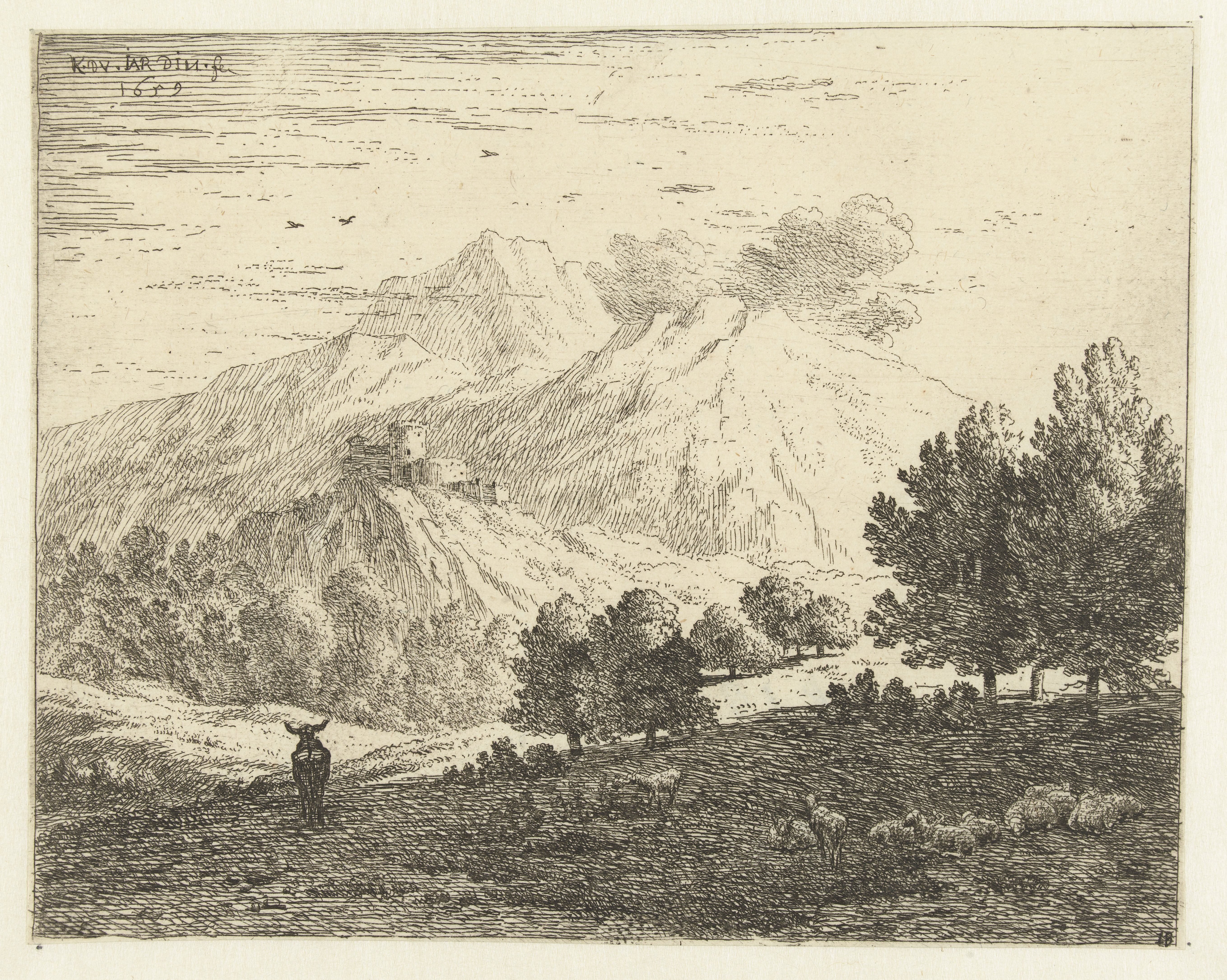 Landschap met vier bergen