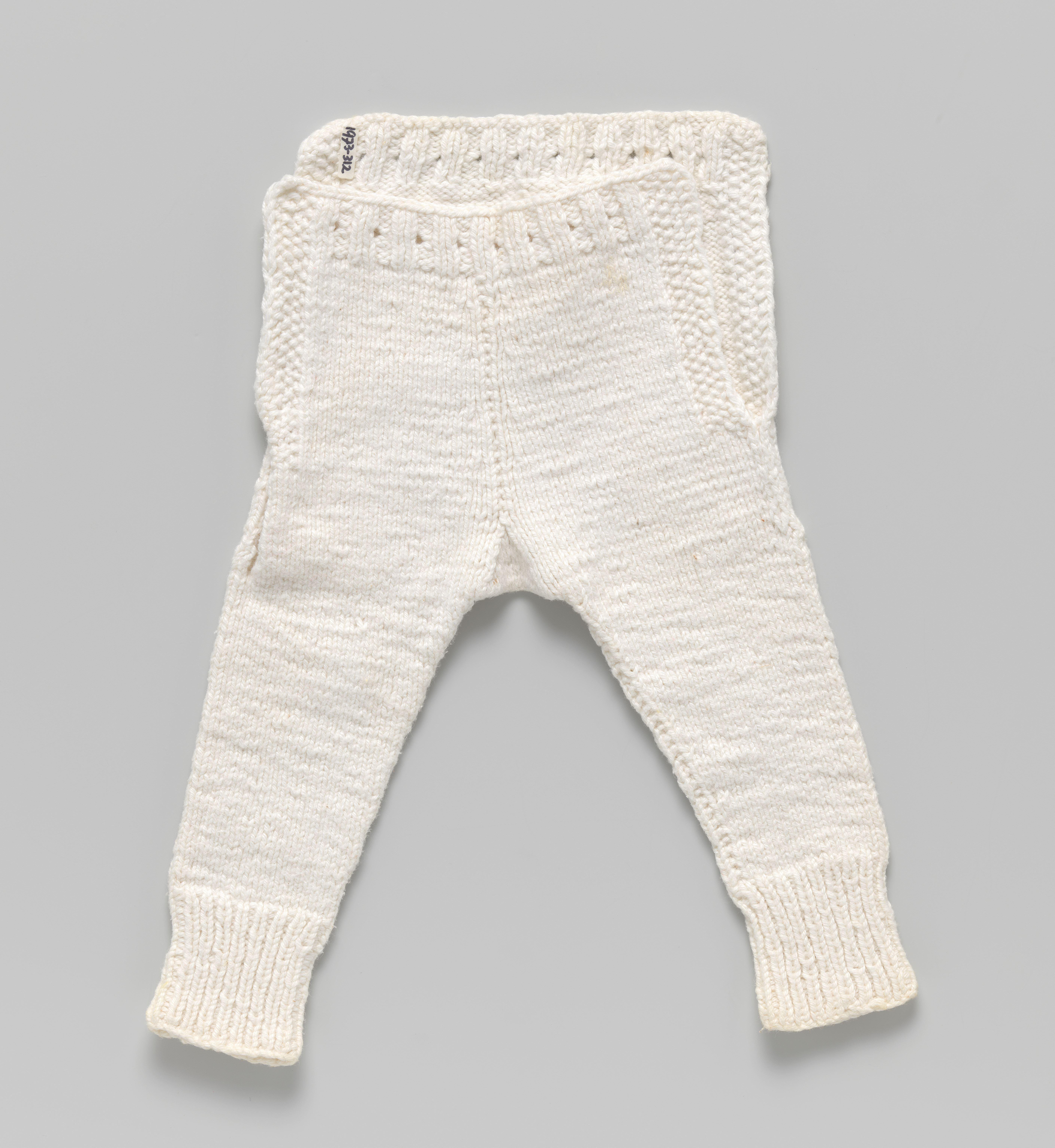 Broek met lange pijpen, van grove gebreide katoen