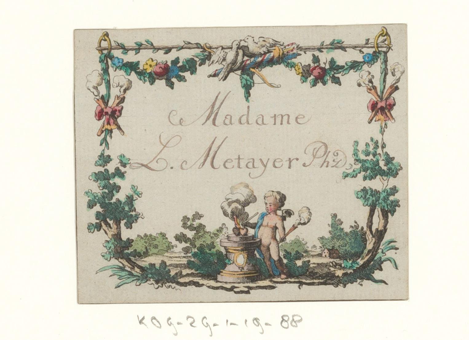 Bruiloftskaart voor 'Madame L. Metayer Phz.'