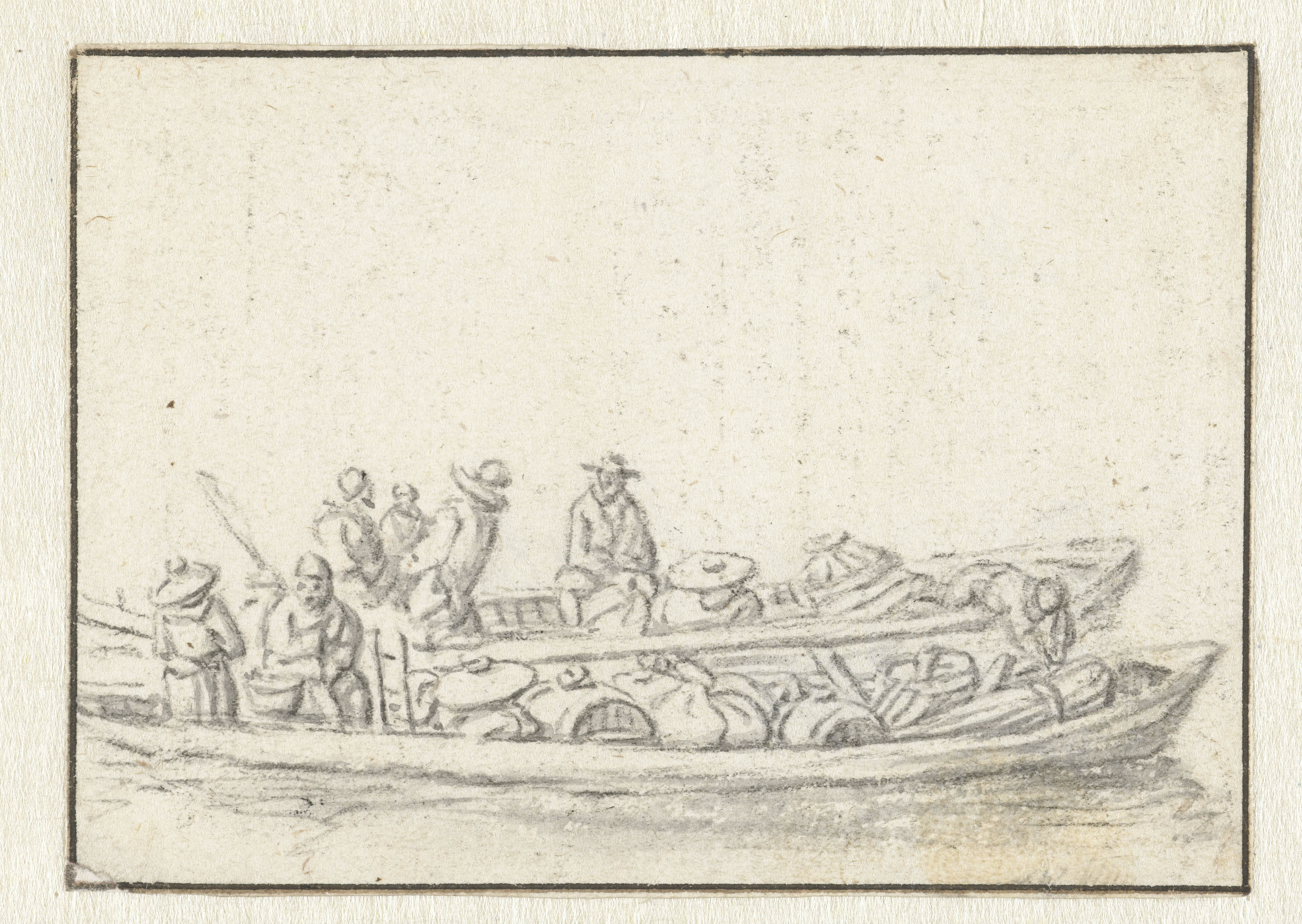 Twee beladen schuiten naast elkaar