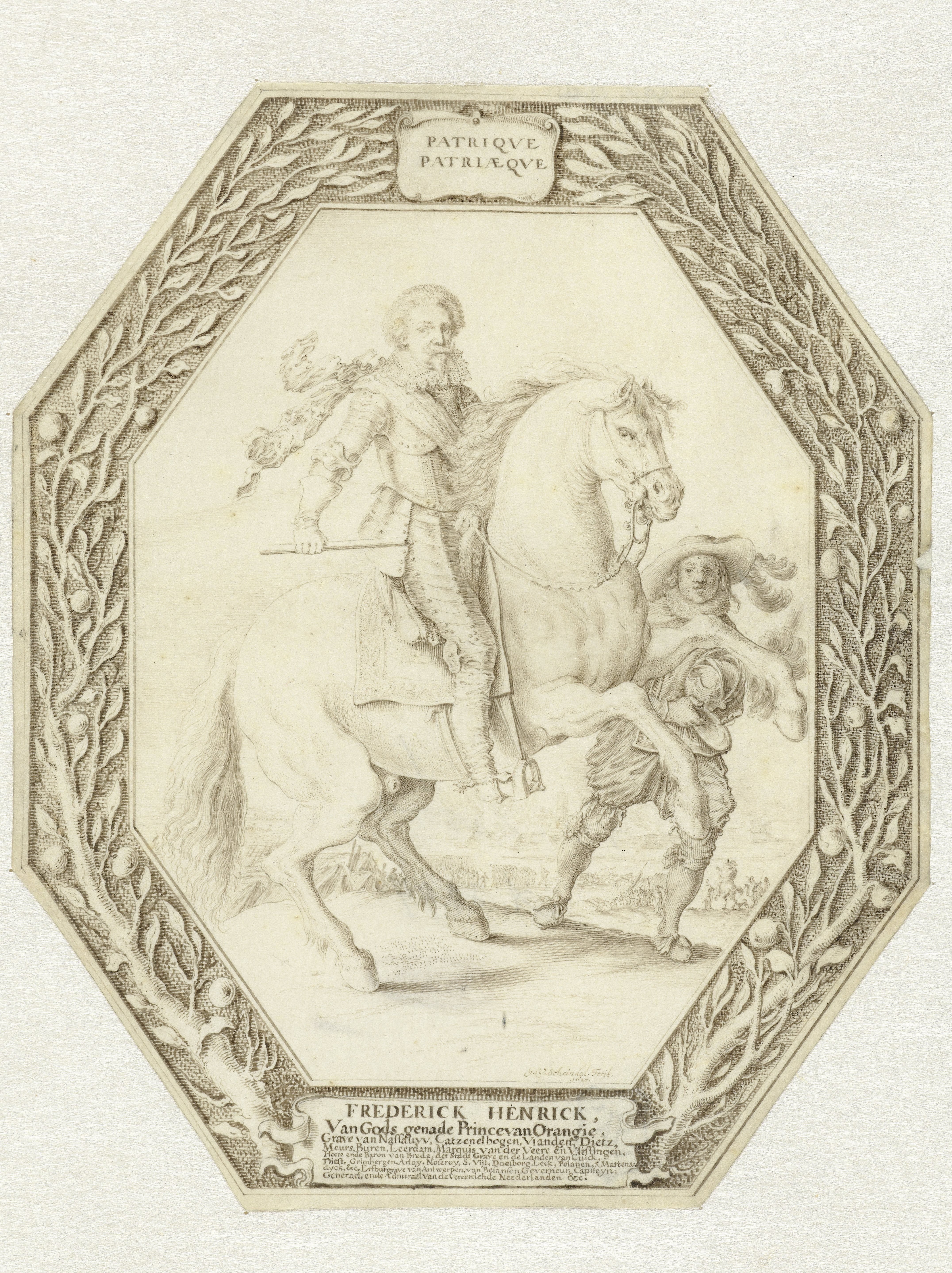 Portret van Prins Frederik Hendrik, te paard