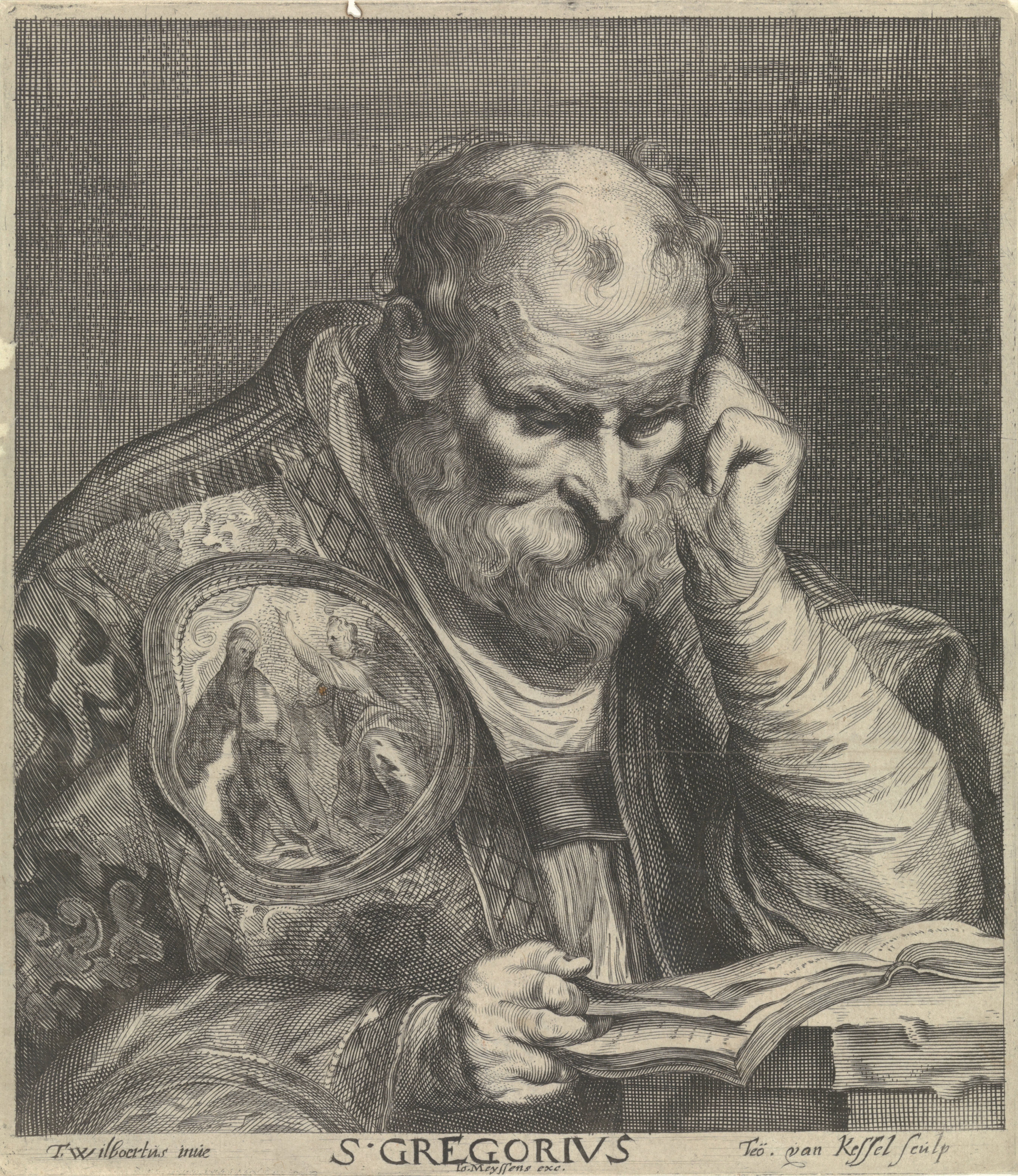 De heilige Gregorius leest een boek
