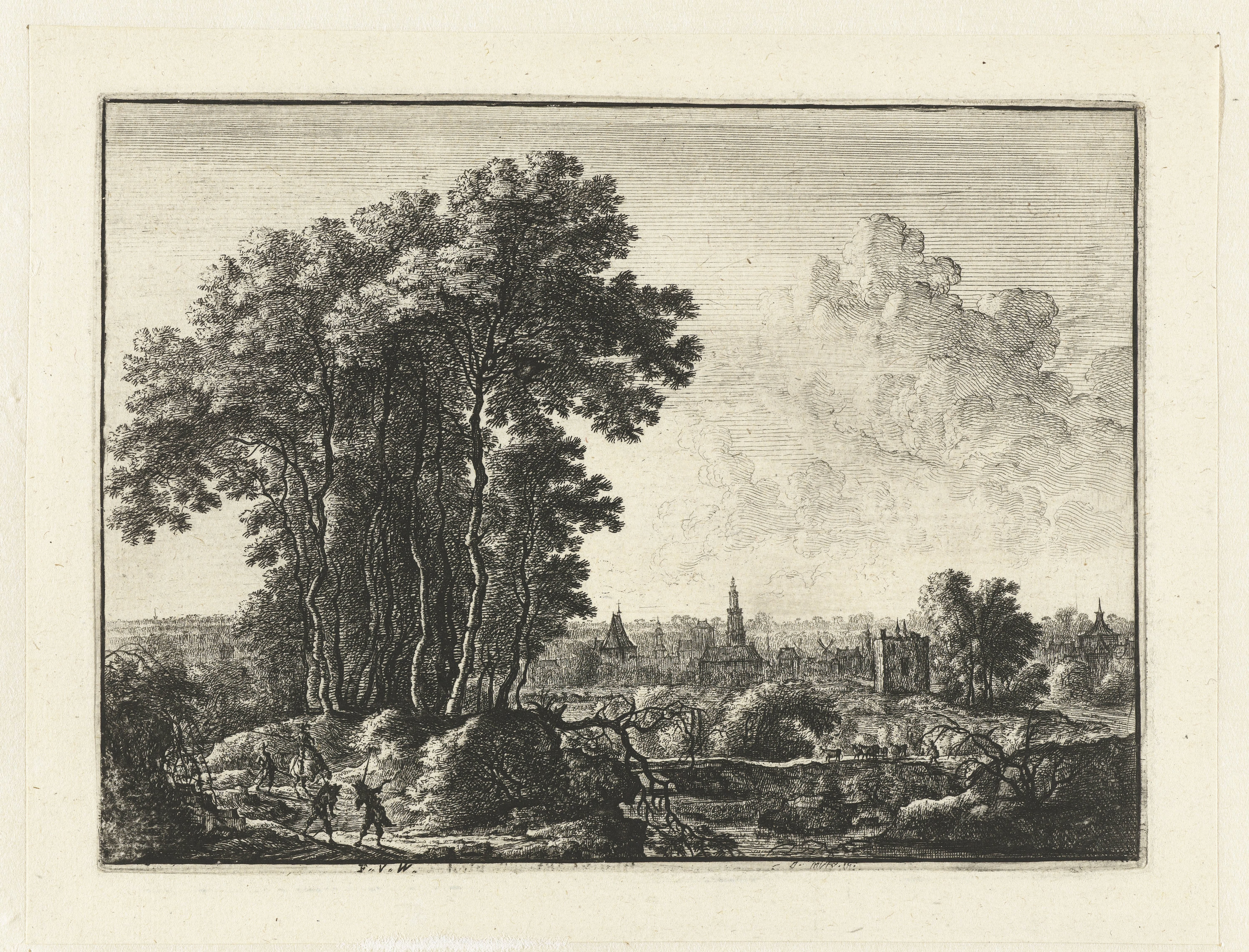 Landschap met reizigers
