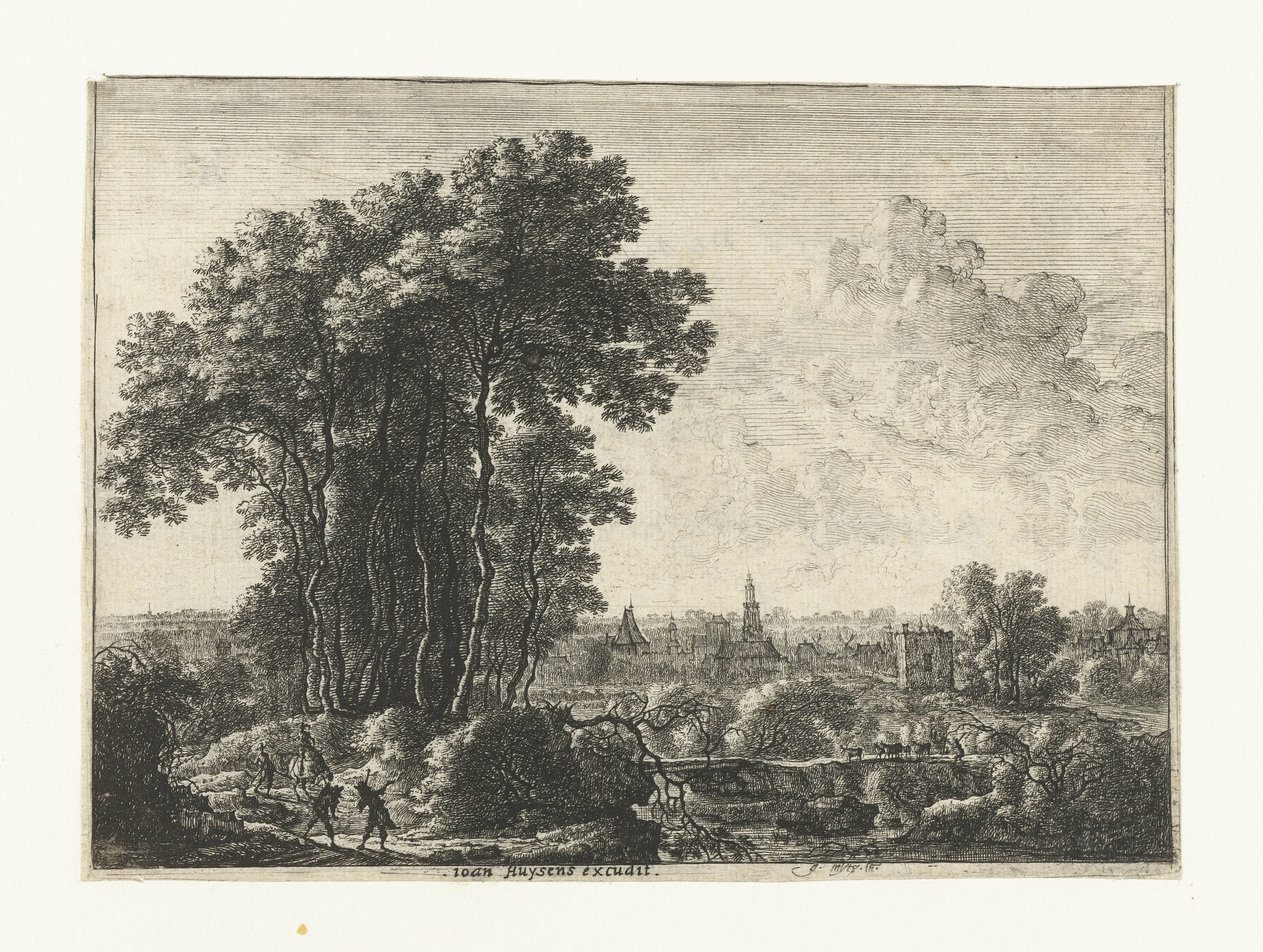 Landschap met reizigers