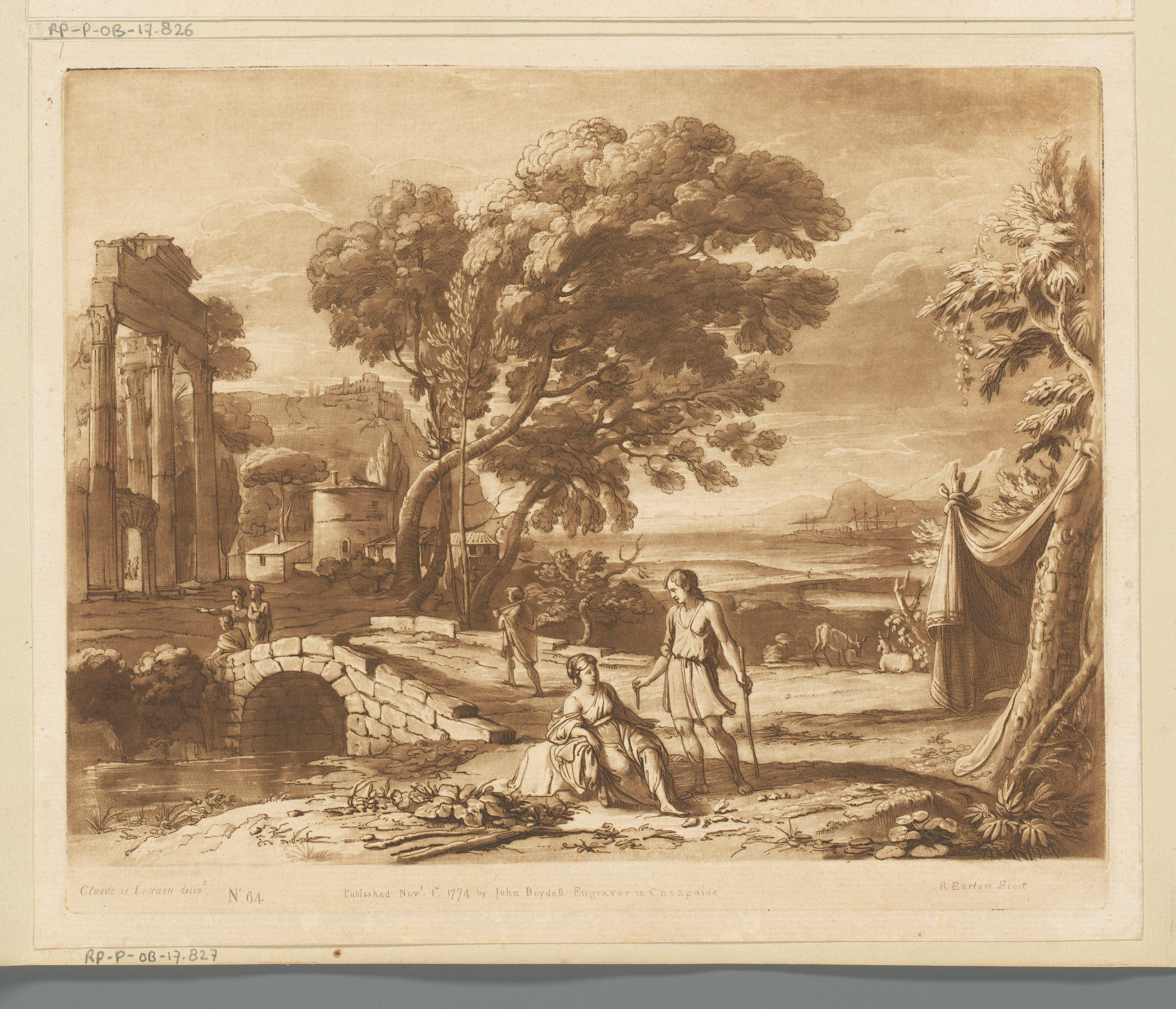 Kustlandschap met herder, herderin en ruïne