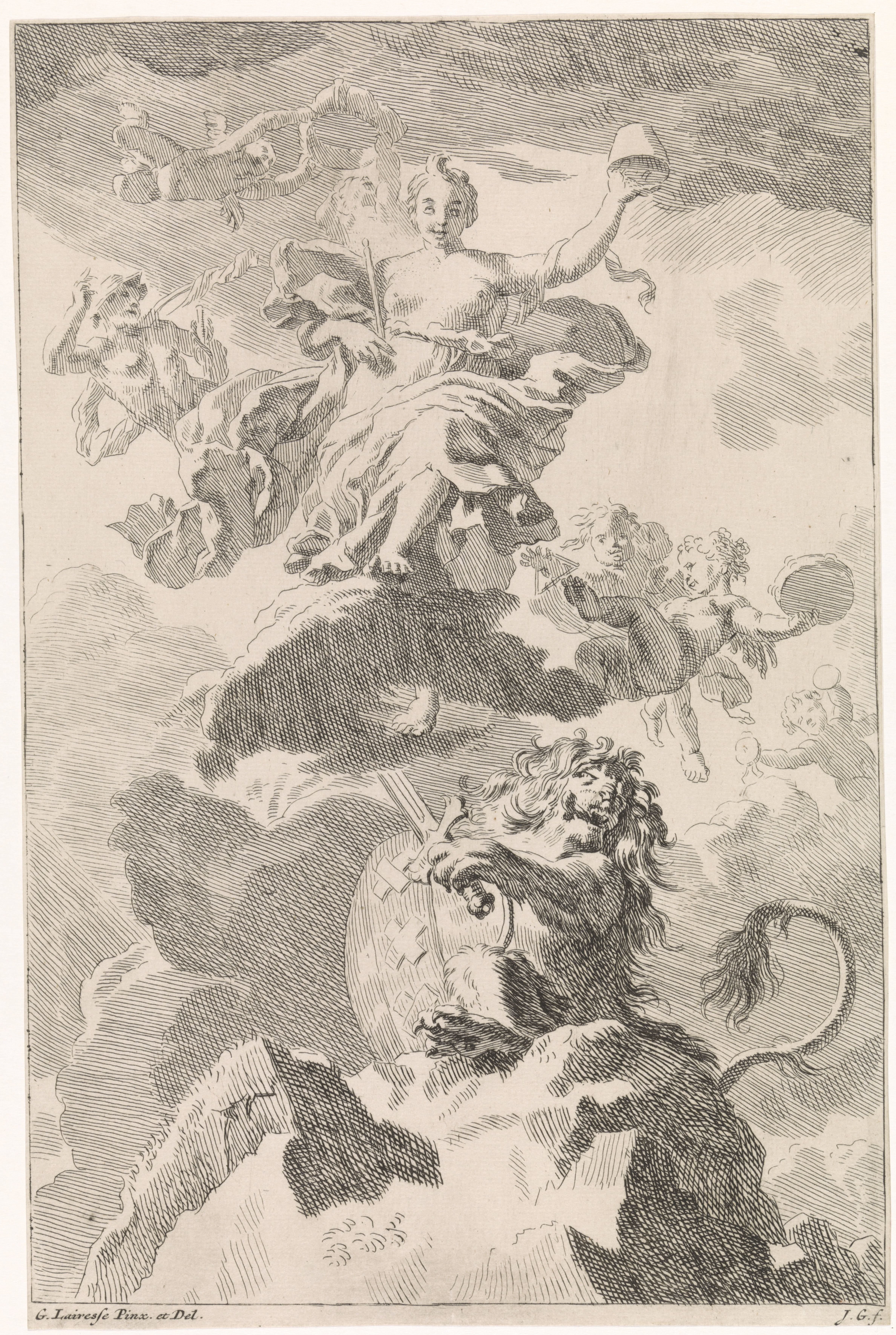 Allegorie op de vrije handel: de Bataafse leeuw