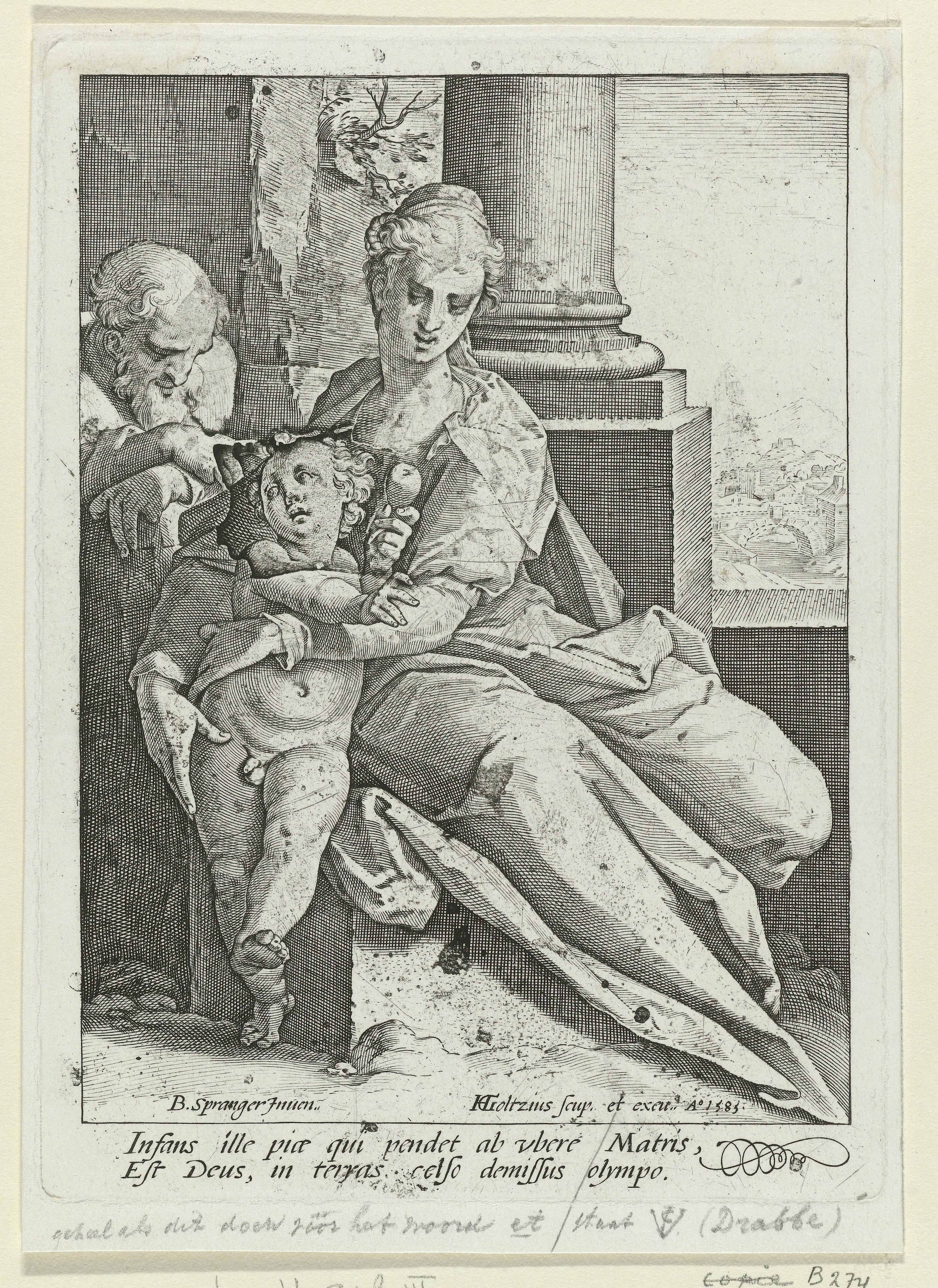 Heilige Familie voor een zuil
